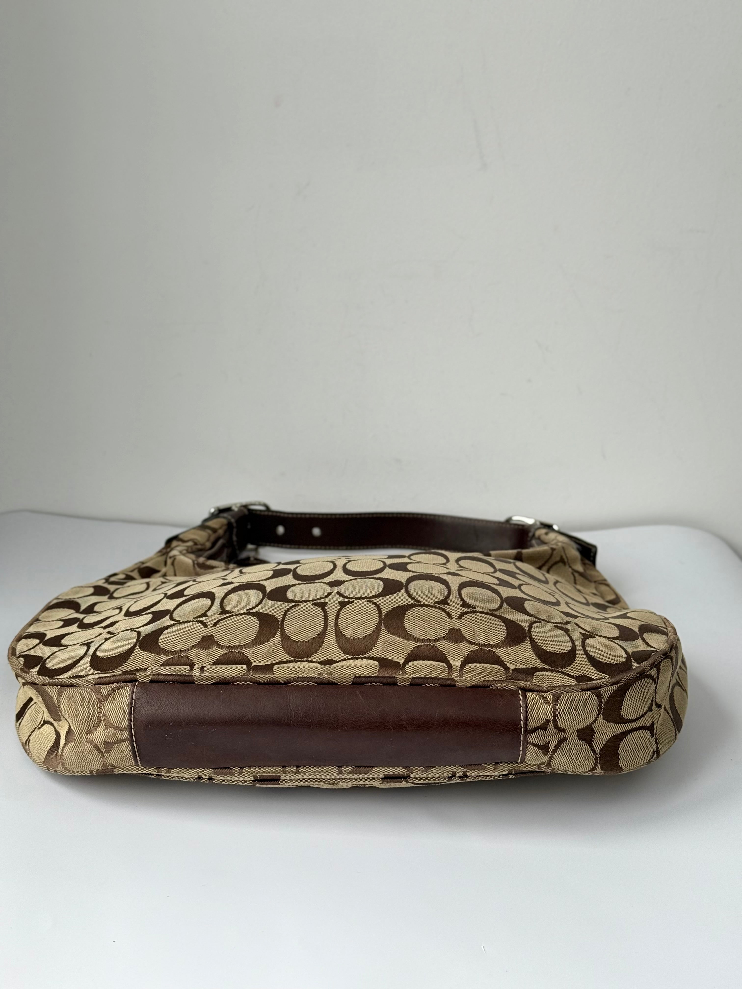 Vintage Coach Soho Hobo Bag Brown & Beige Signature Coach Canvas Shoulder Bag 00s Y2K