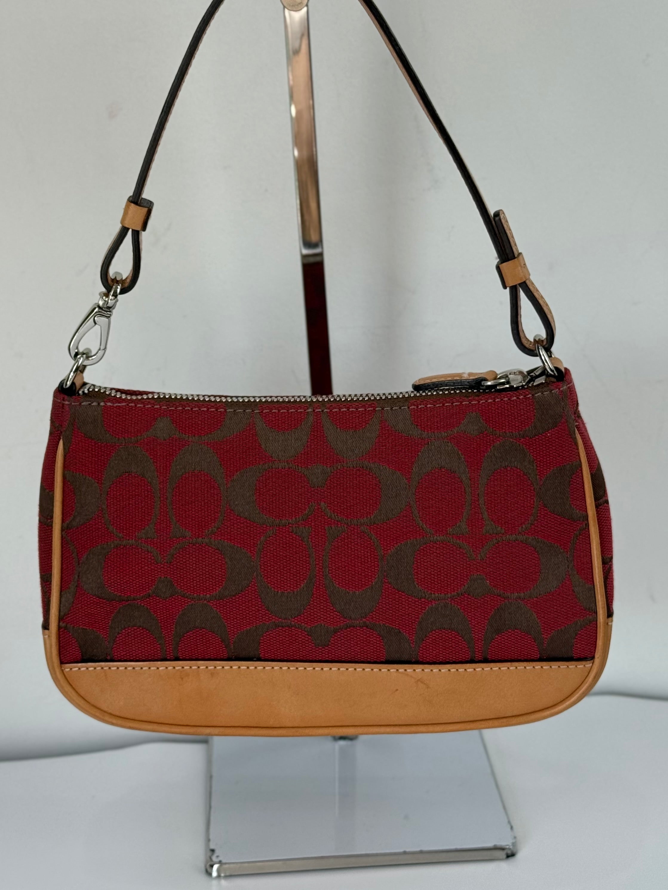 Vintage Coach Signature Demi Bag Coach Red Black Canvas Small Handbag 00s Y2K