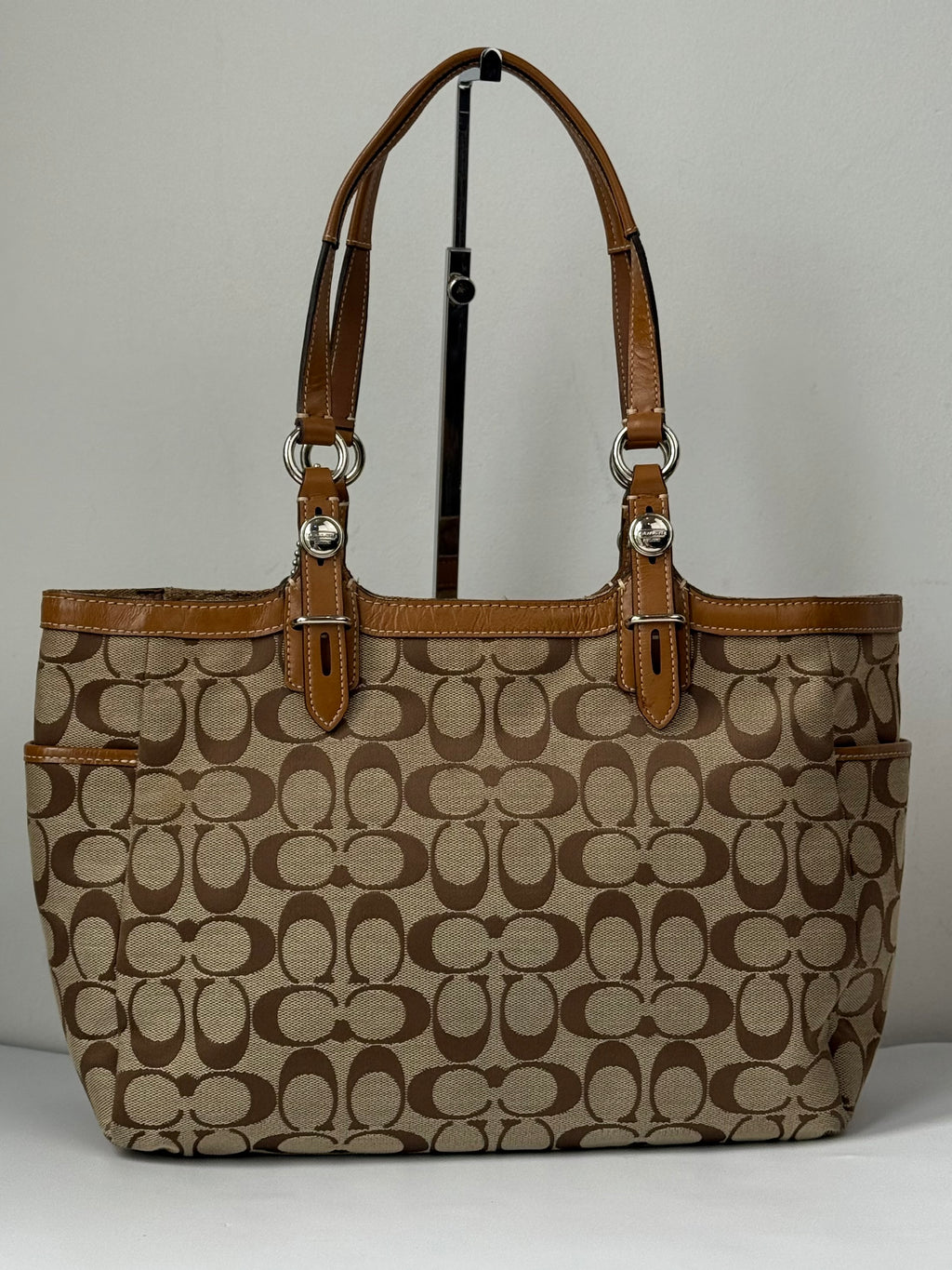 Vintage Coach Gallery Signature Tote Bag Brown & Beige Canvas Shoulder Bag 00s Y2K