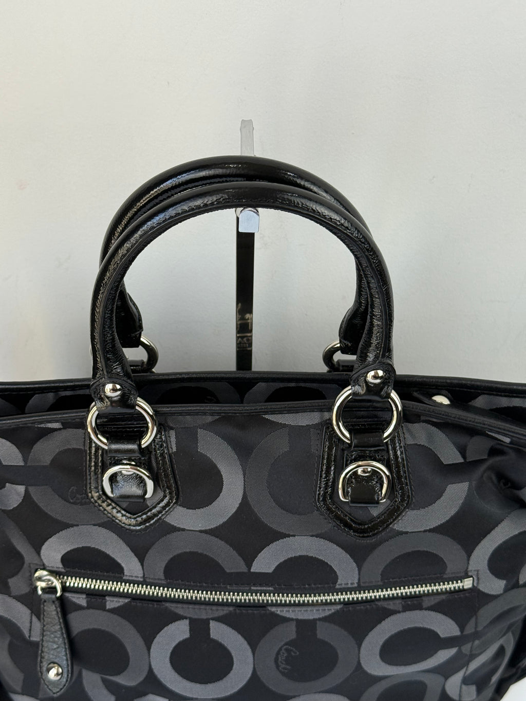 Vintage Coach Maddison Op Art Satchel Bag Black Signature Canvas Handbag 00s Y2K