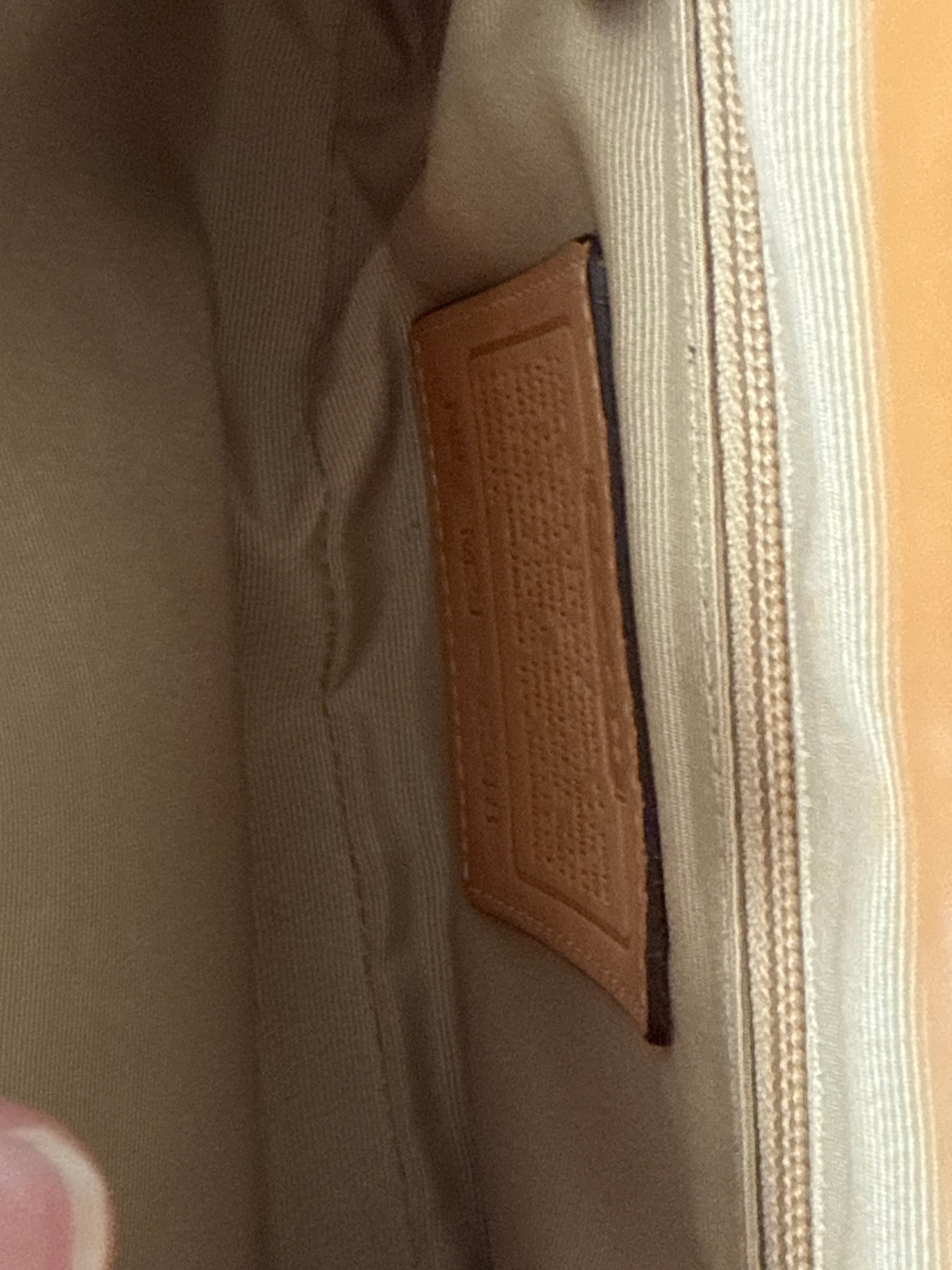 Vintage Coach Demi Clip Bag Beige and Blue Signature Canvas Shoulder Bag Y2K