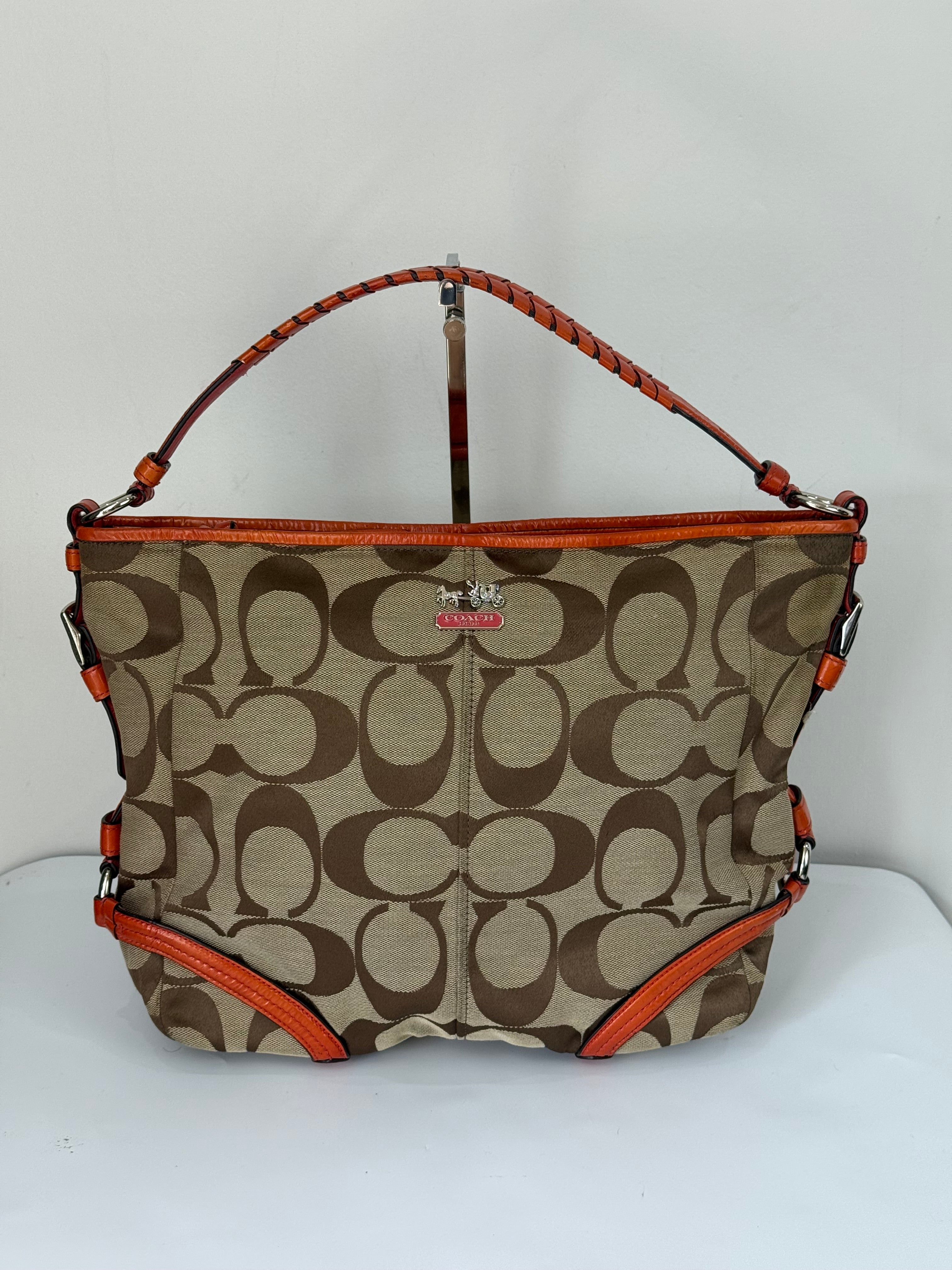 Vintage Coach Katarina Hobo Bag Brown & Orange Signature Shoulder Bag 00s Y2K