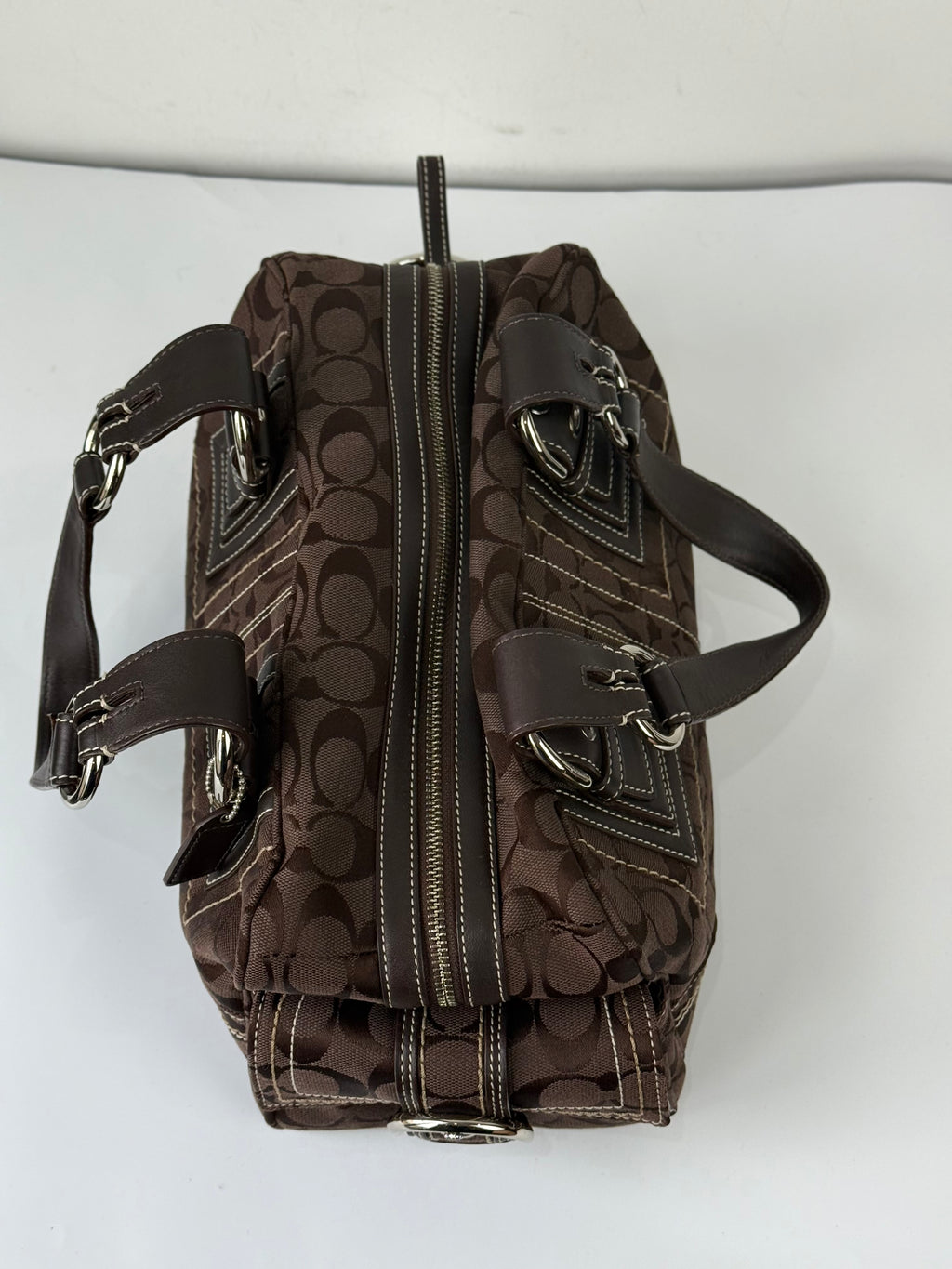 Rare Vintage Coach Dark Brown Boston Satchel Soho Mia Signature Shoulder Bag 00s Y2K