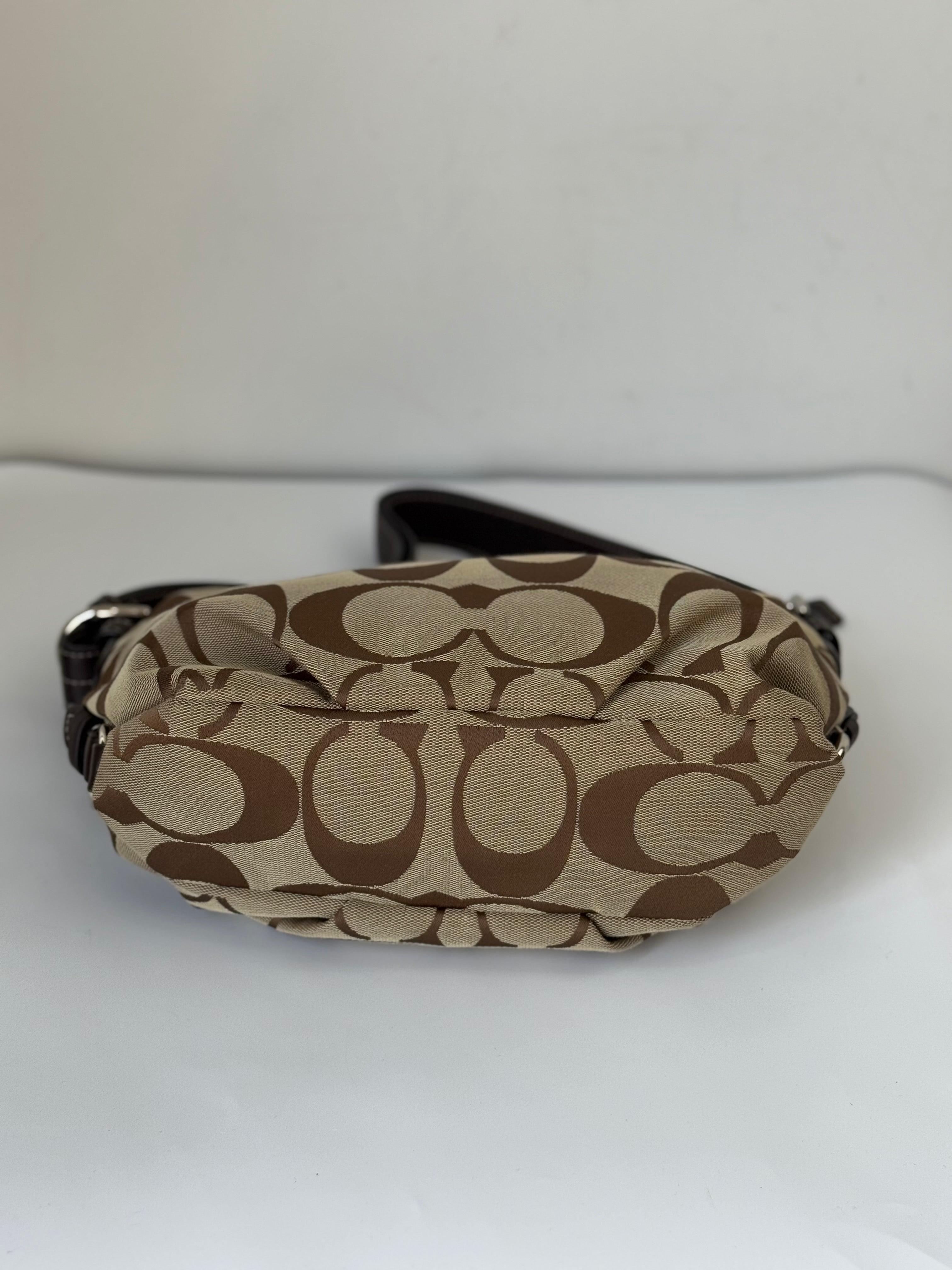Vintage Coach Signature Duffle Bag Khaki Mahogany Signature Shoulder Bag 00s Y2K