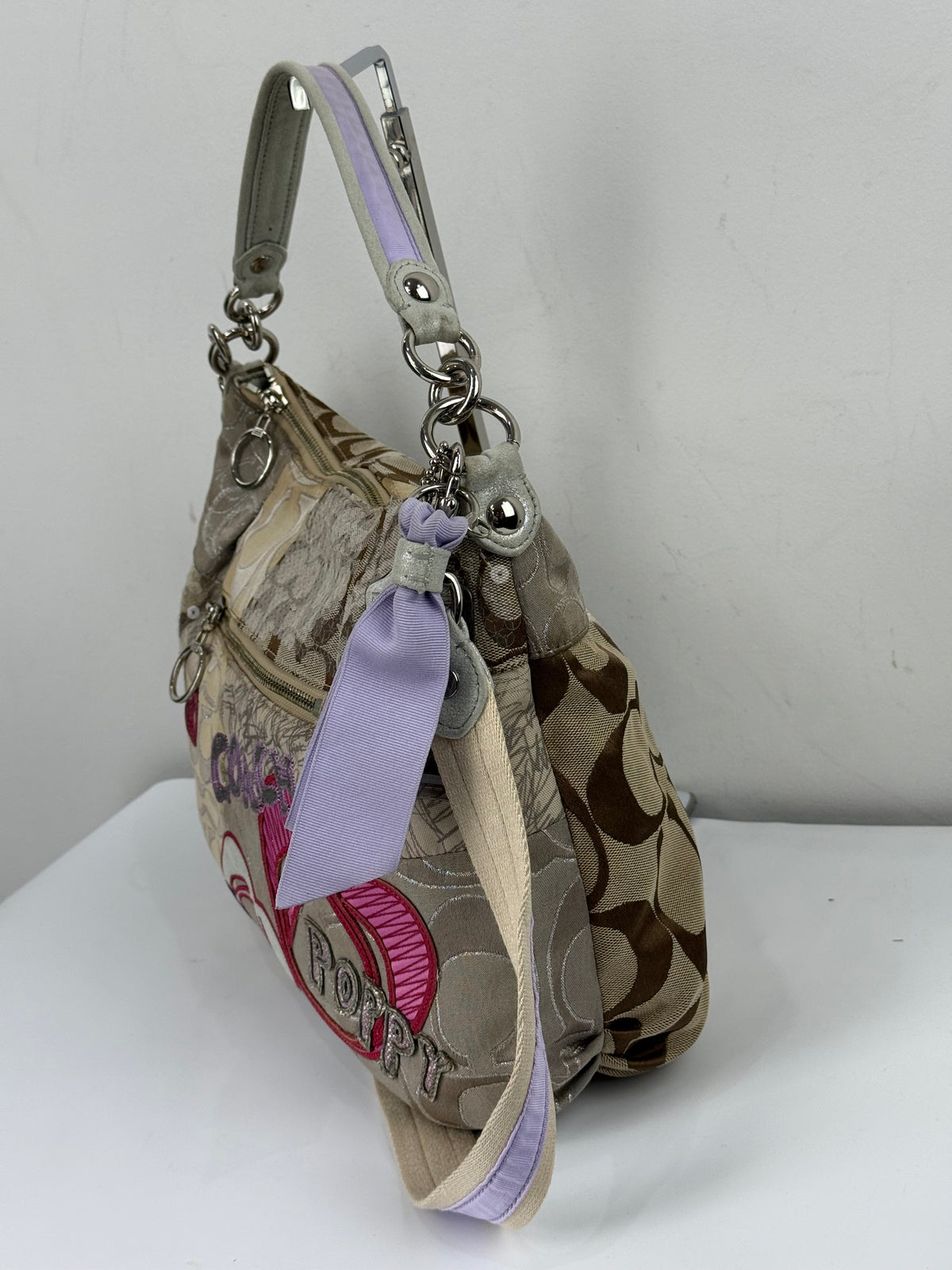 Vintage Coach Poppy Sequin 2-way Shoulder Bag Coach Signature Patchwork Heart Design Handbag 00s Y2K