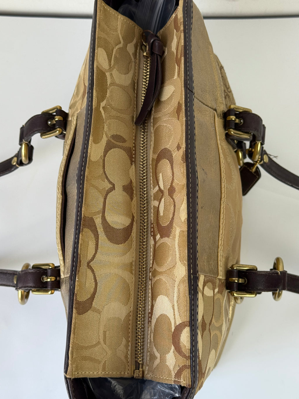 Vintage Coach Gold Multicolour Patchwork Tote Bag Coach Signature Suede Handbag 00s Y2K