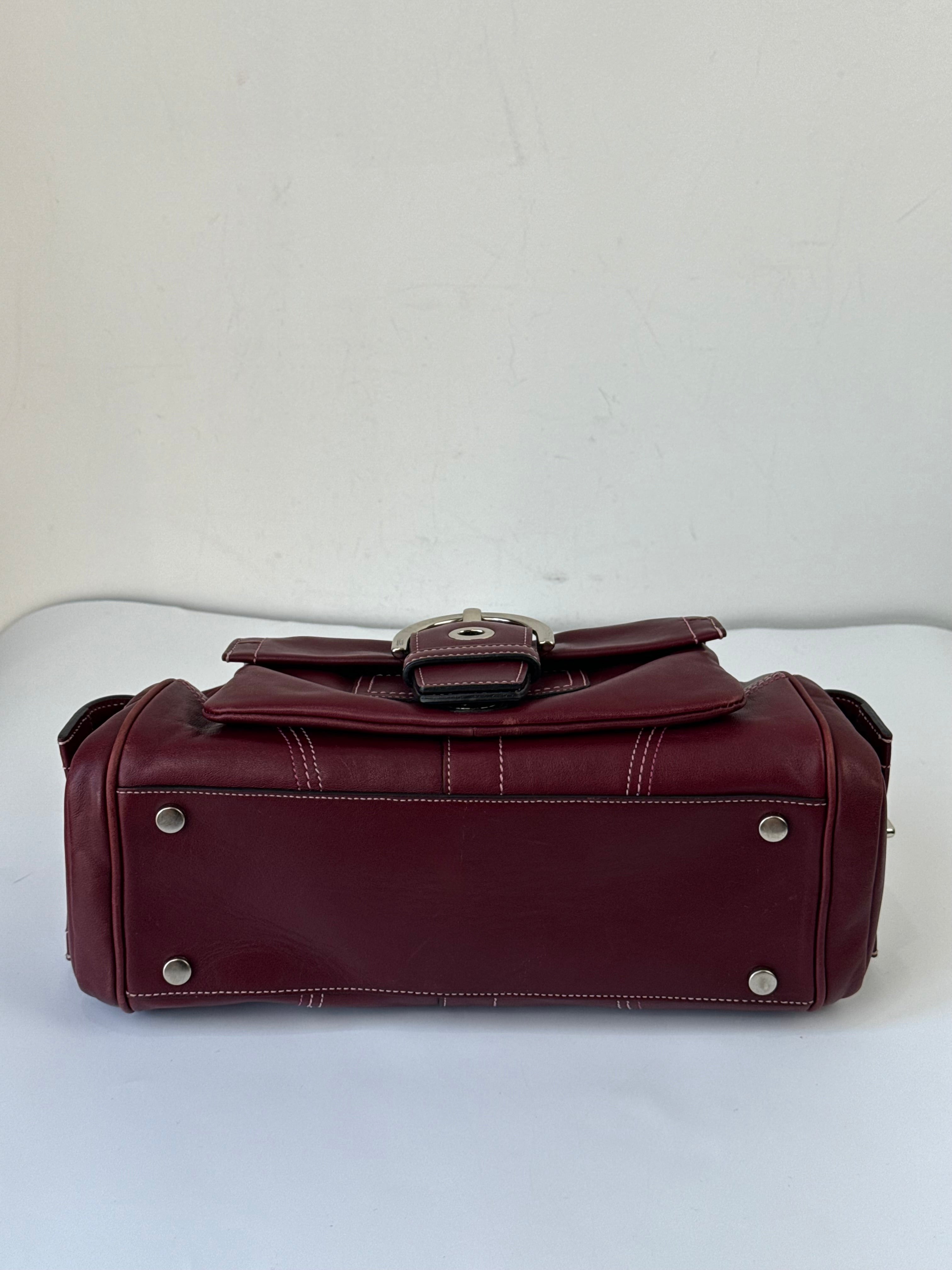 Vintage Coach Soho Mini Boston Bag Burgundy Bordeaux Leather Handbag 00s Y2K