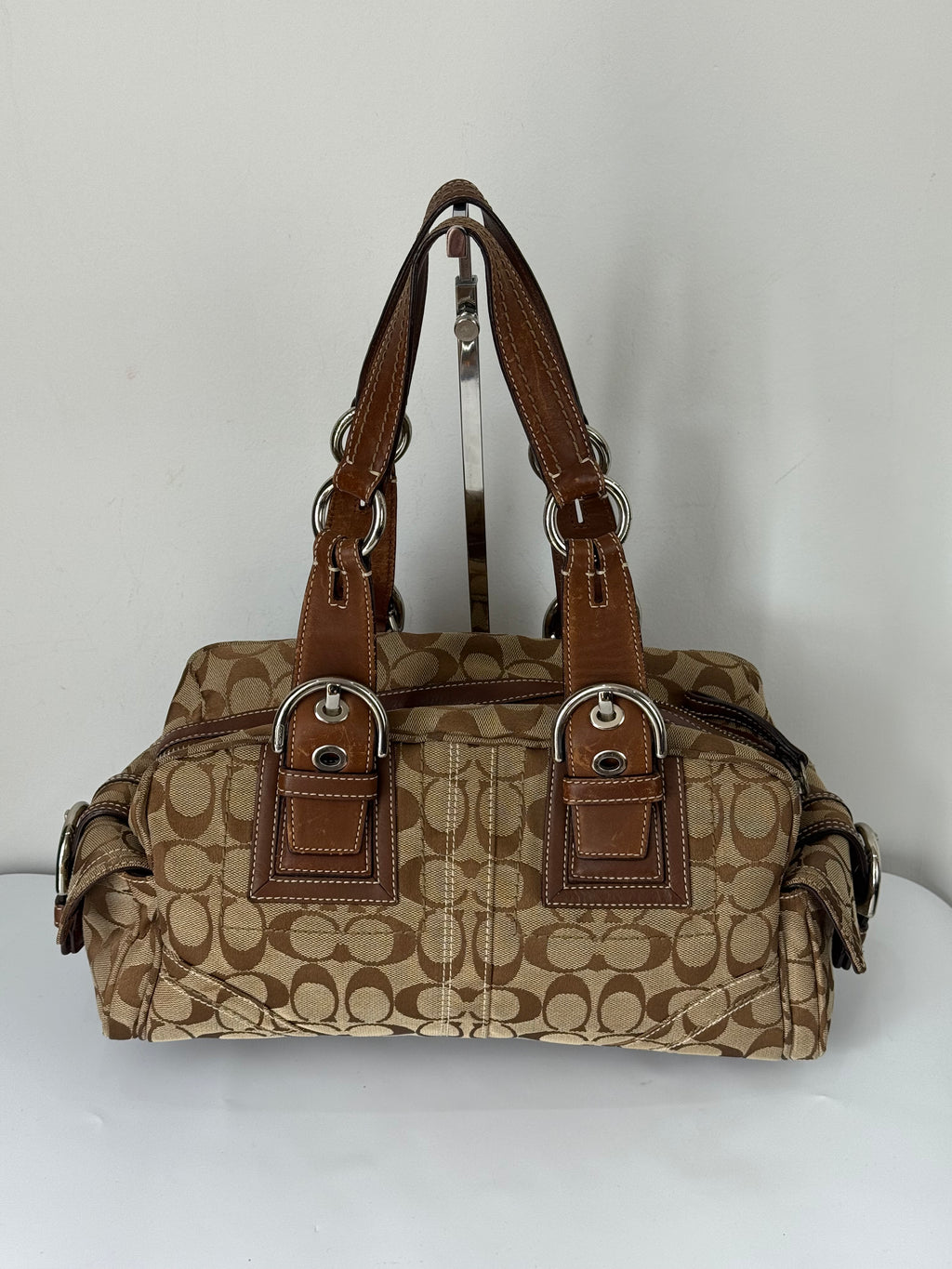 Rare Vintage Coach Dark Brown Boston Satchel Soho Mia Signature Shoulder Bag 00s Y2K