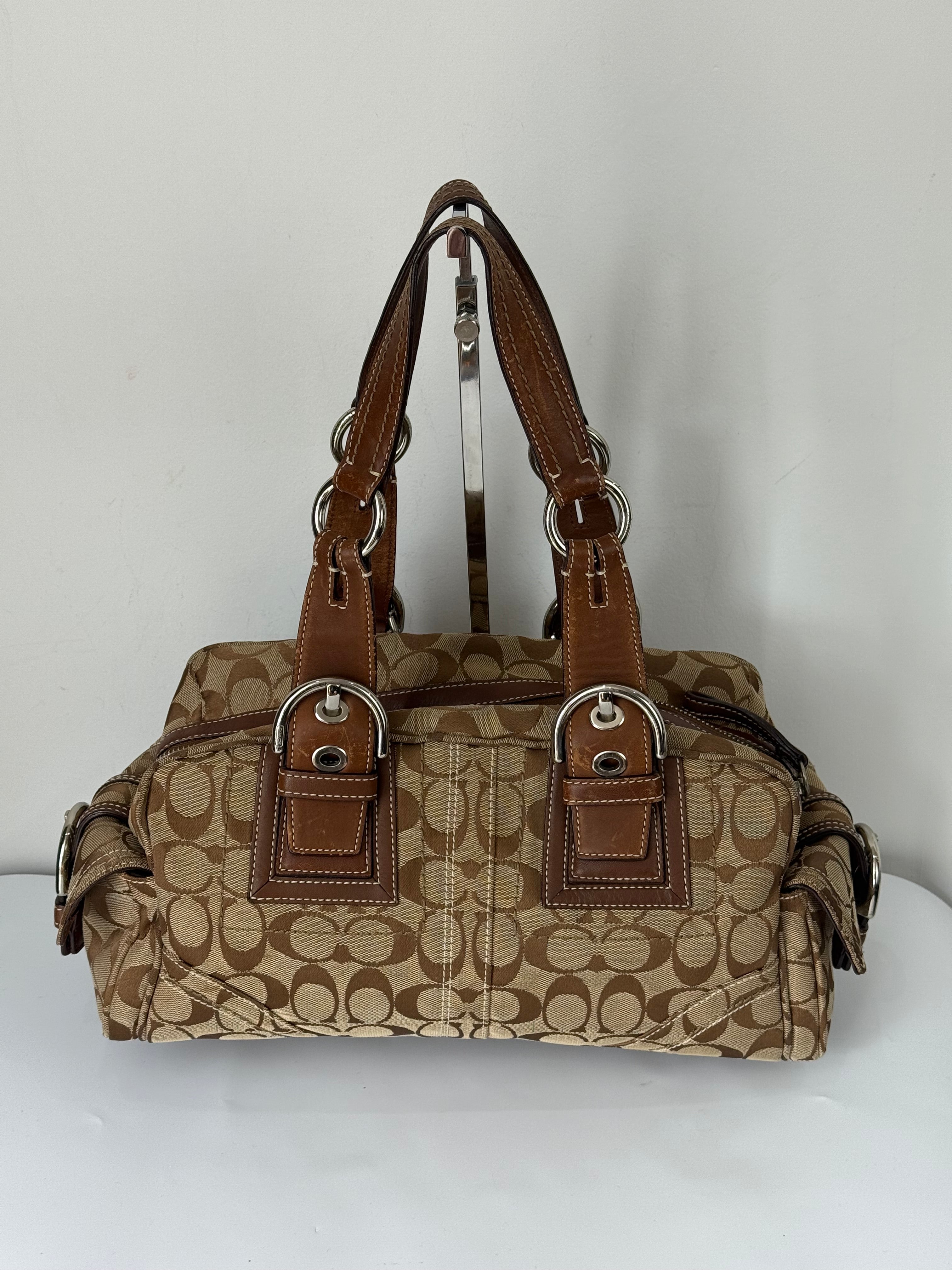 Rare Vintage Coach Dark Brown Boston Satchel Soho Mia Signature Shoulder Bag 00s Y2K