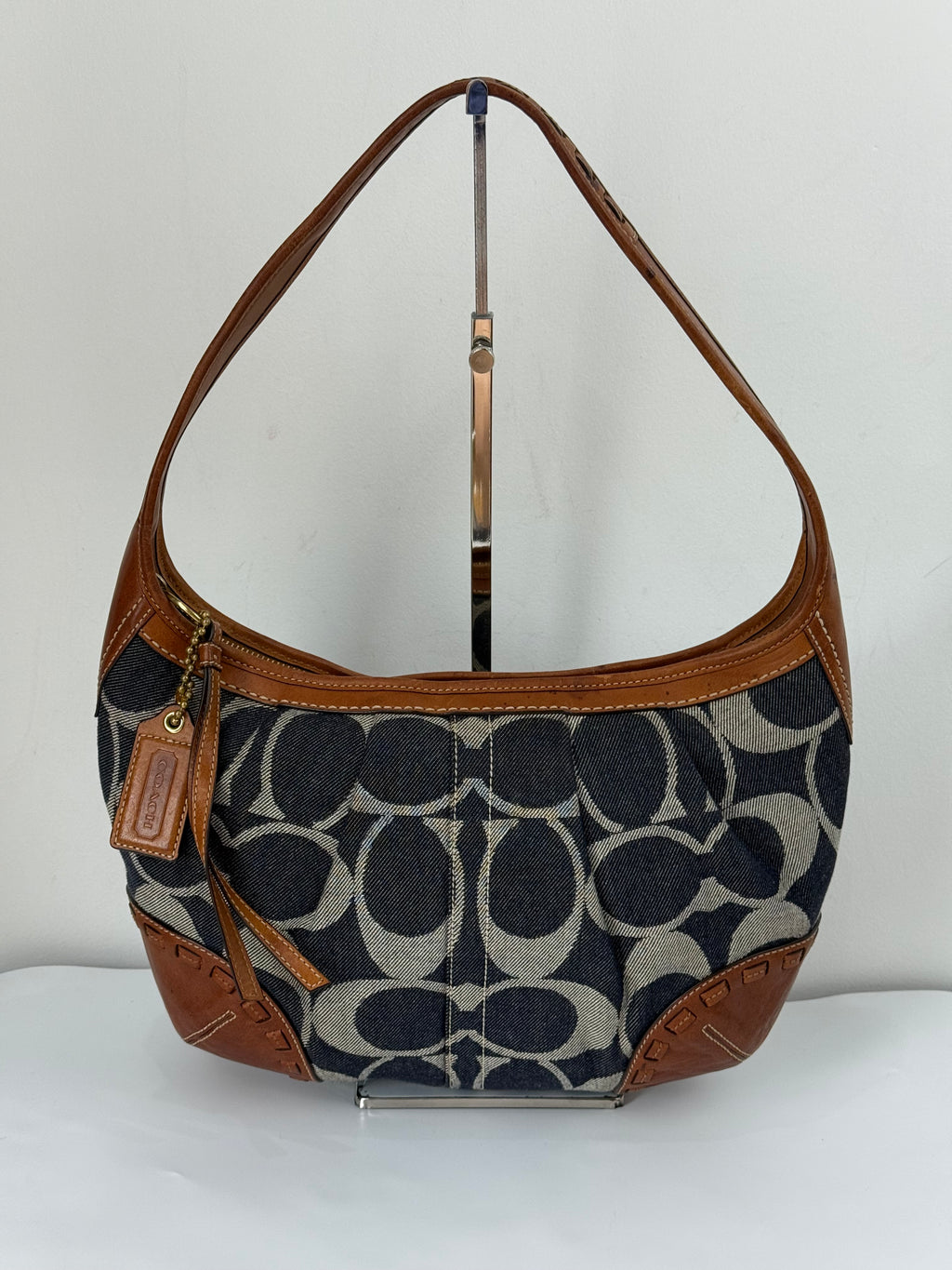 Vintage Coach Denim Ergo Soho Shoulder Bag Coach Blue Signature Handbag 00s Y2K