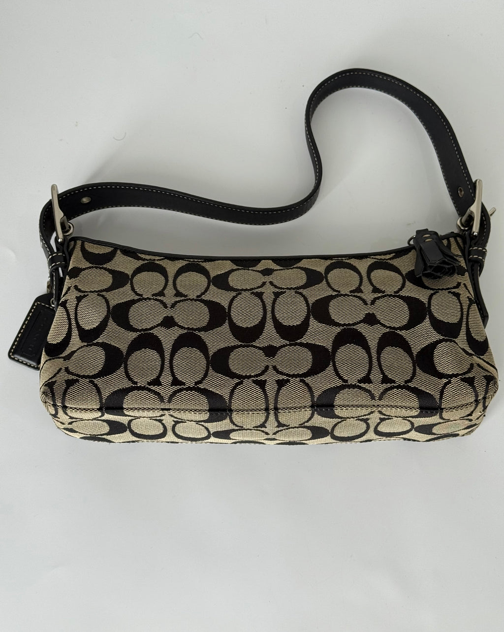 Vintage Coach Baguette East West Bag Grey Black Signature Canvas Shoulder Bag Y2K