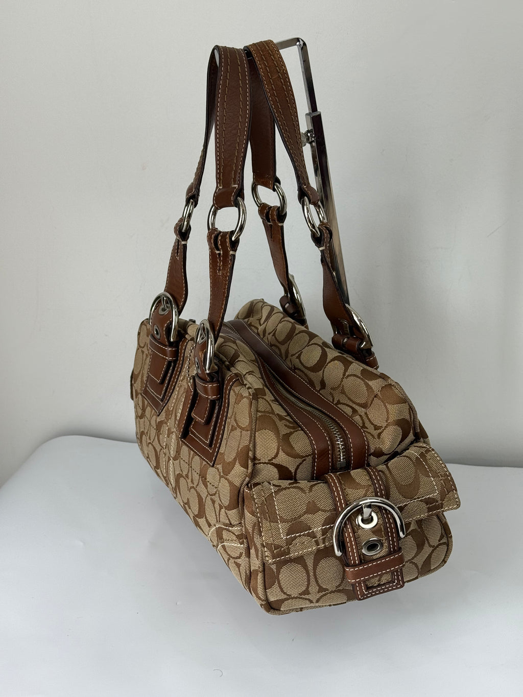 Rare Vintage Coach Dark Brown Boston Satchel Soho Mia Signature Shoulder Bag 00s Y2K
