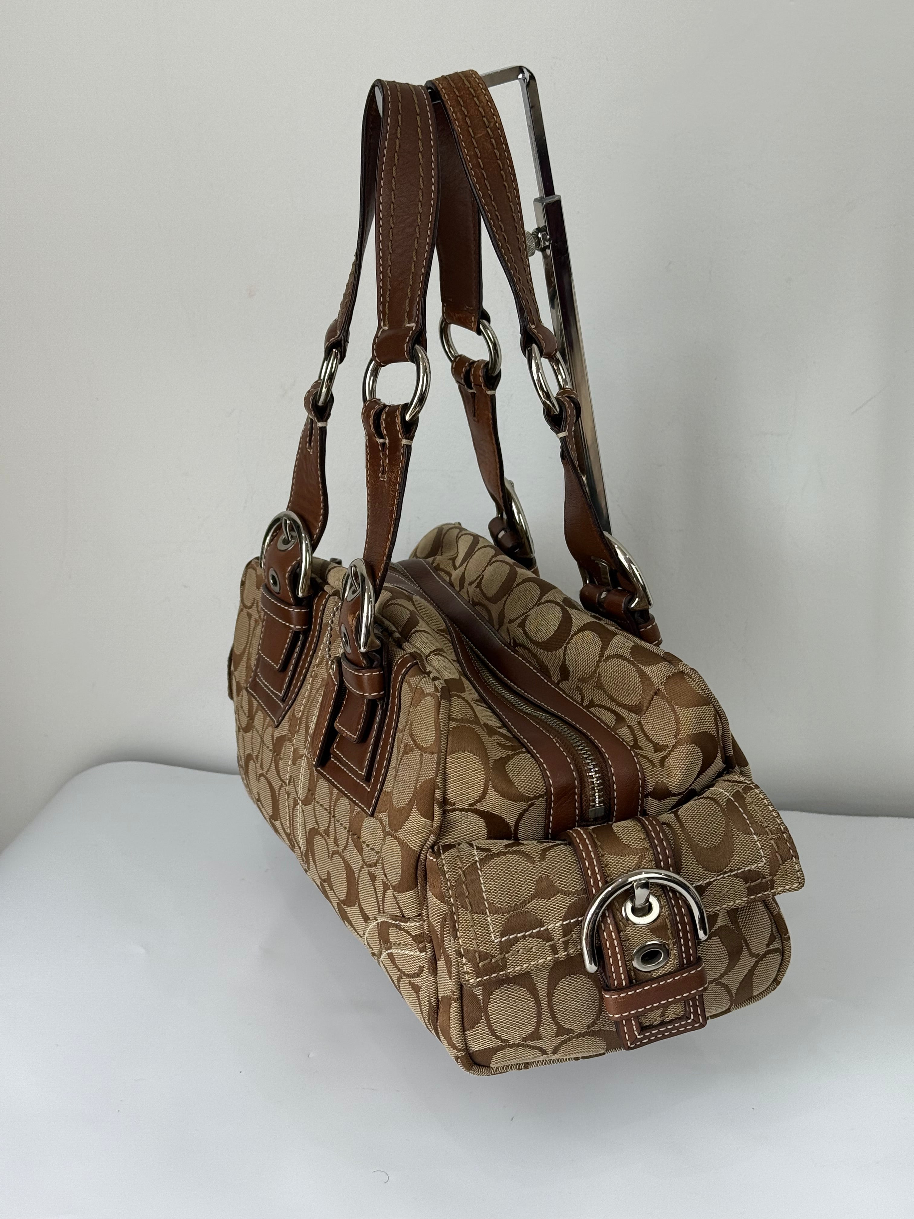 Rare Vintage Coach Dark Brown Boston Satchel Soho Mia Signature Shoulder Bag 00s Y2K