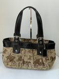 Vintage Coach Soho Tote Bag Beige Horse & Carriage Design Handbag 00s Y2K