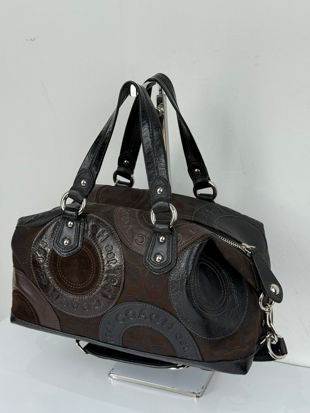 Vintage Coach Ashley Patchwork Satchel Bag Coach Black/Brown Y2K HandBag