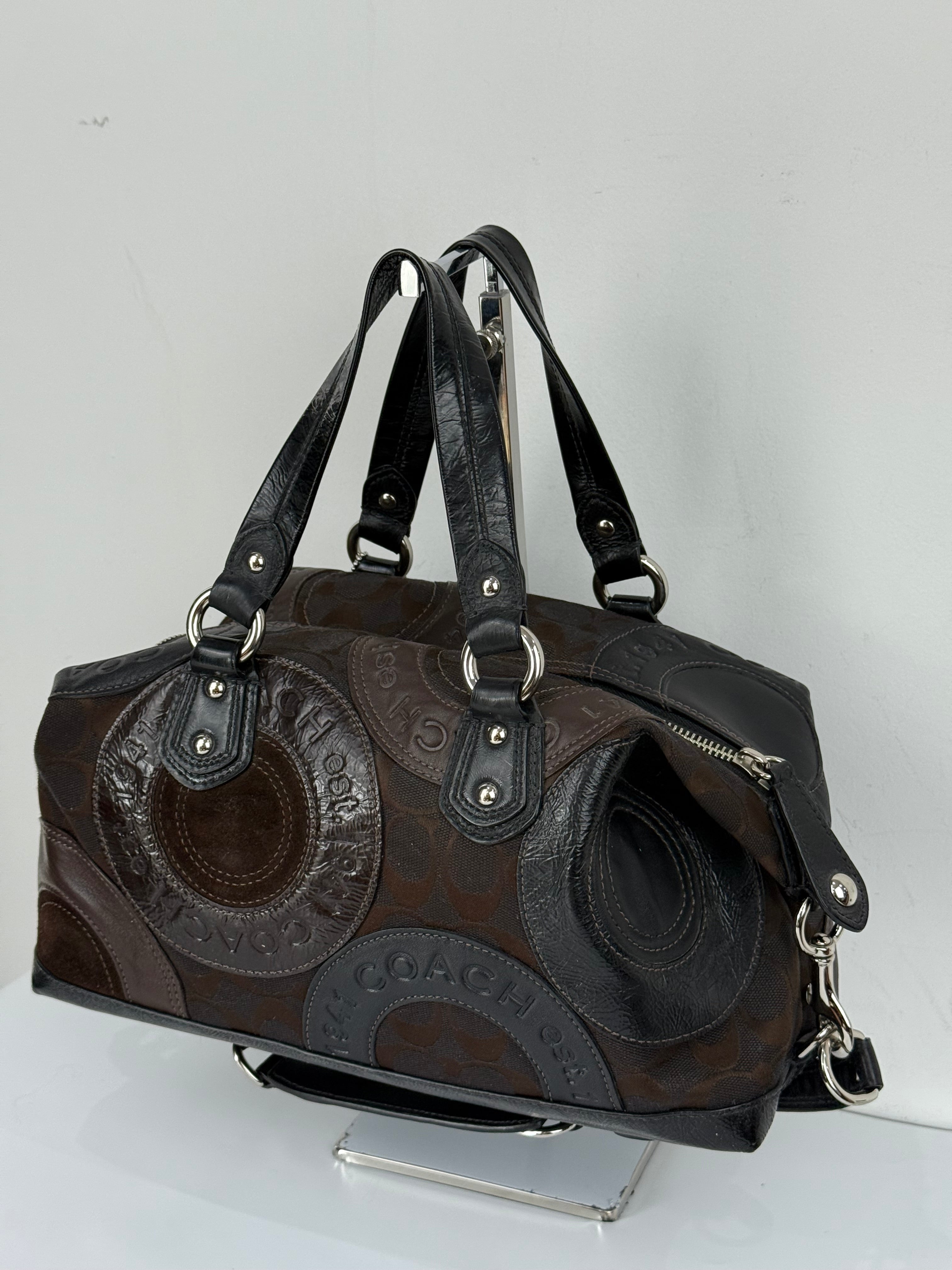 Vintage Coach Ashley Patchwork Satchel Bag Coach Black/Brown Y2K HandBag