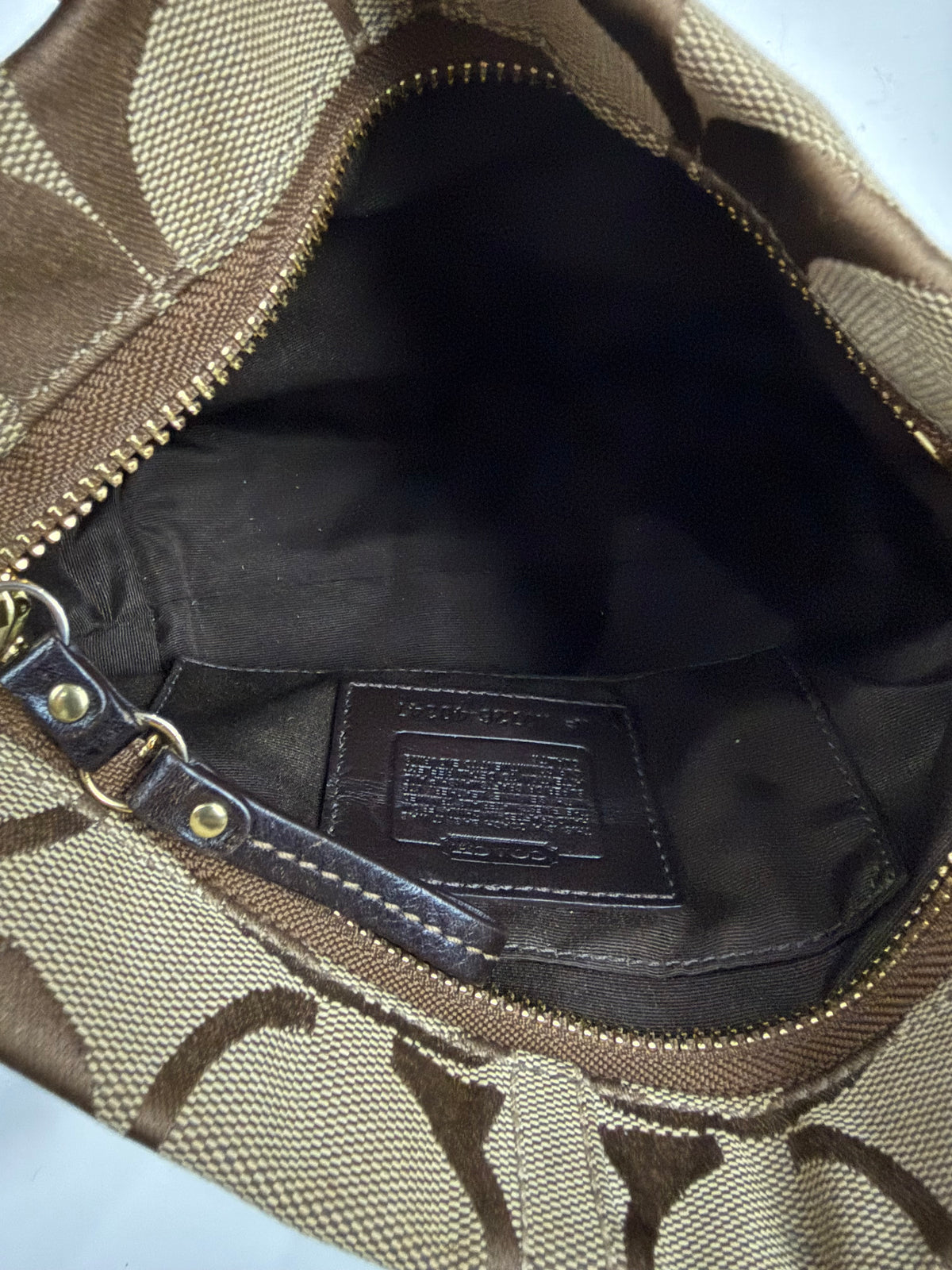Vintage Coach Mini Carly Shoulder Bag Brown & Beige Signature Hobo Handbag 00s Y2K