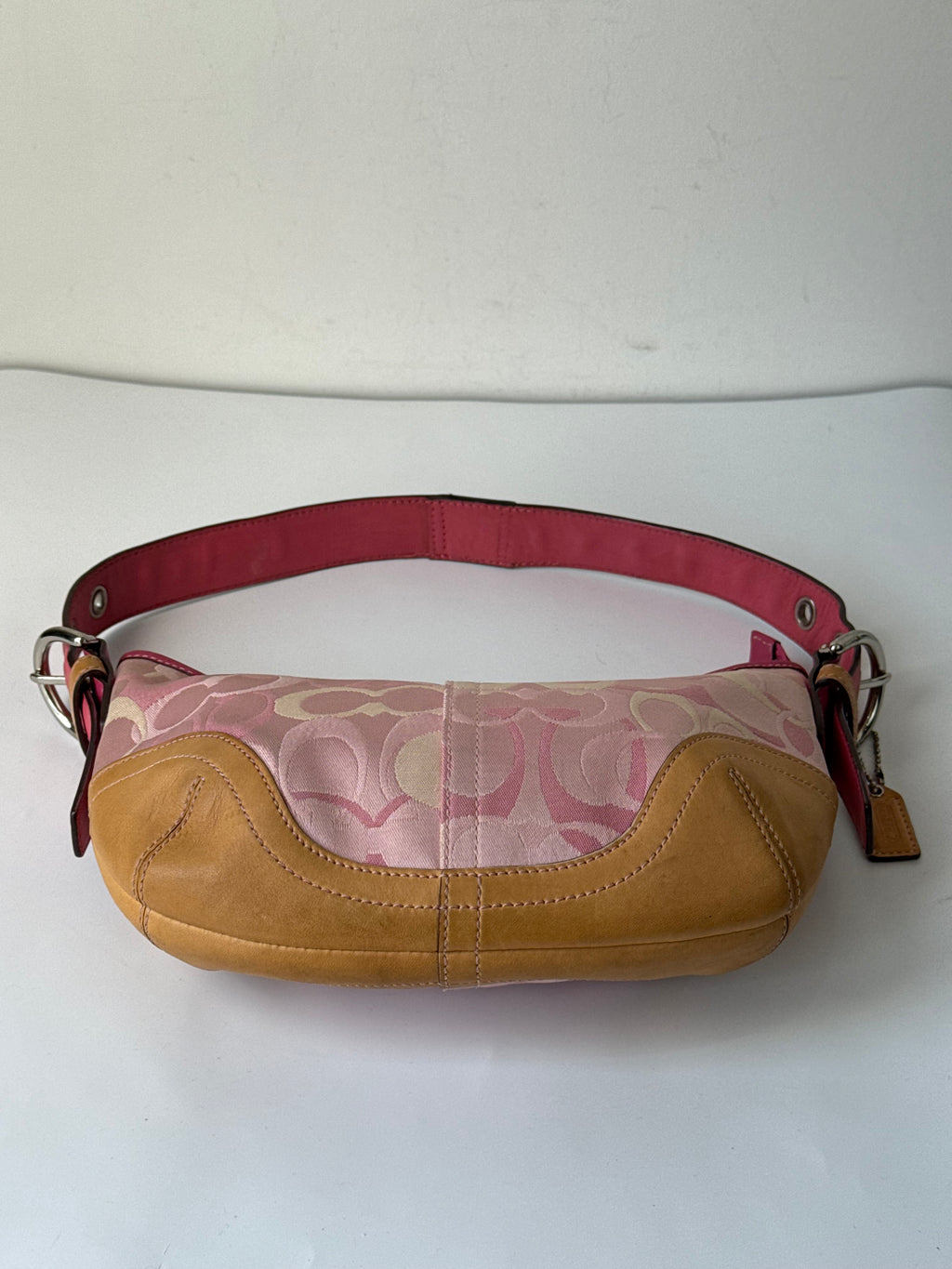 Vintage Coach Pink Soho Hobo Bag Coach Signature Pink and Brown Shoulder 00s Y2K