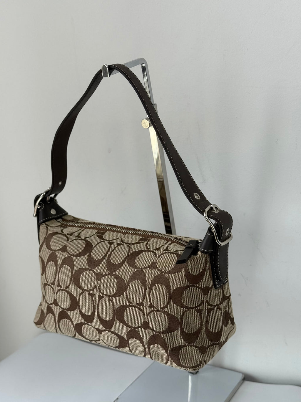 Vintage Coach Tabby Shoulder Bag Brown & Beige Signature Canvas Handbag 00s Y2K