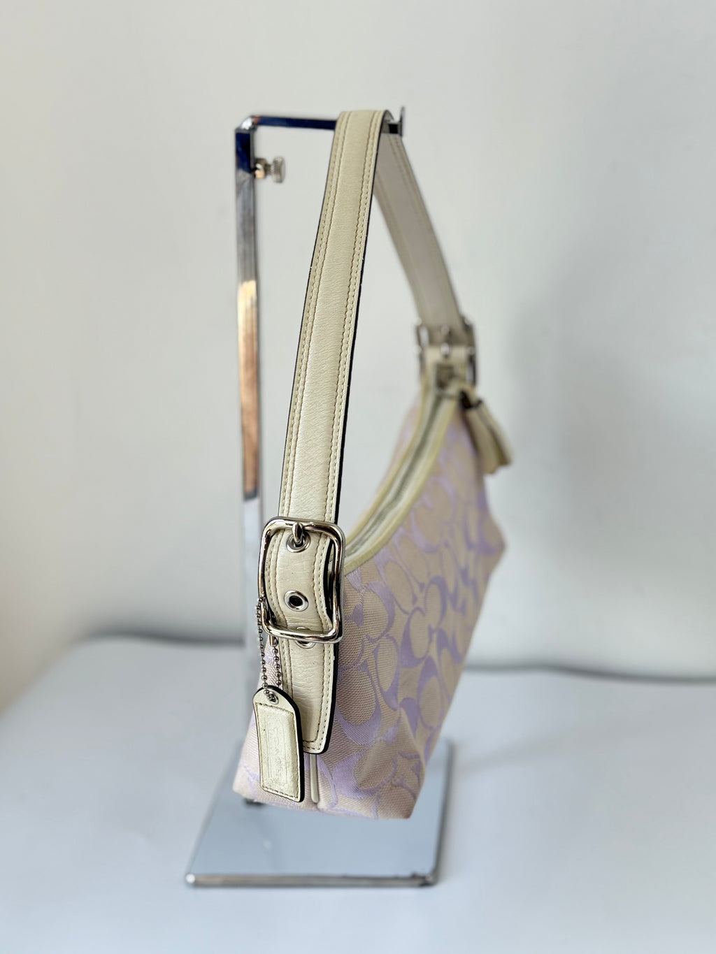 Vintage Coach Baguette East West Bag Lilac Signature Canvas Shoulder Bag Y2K