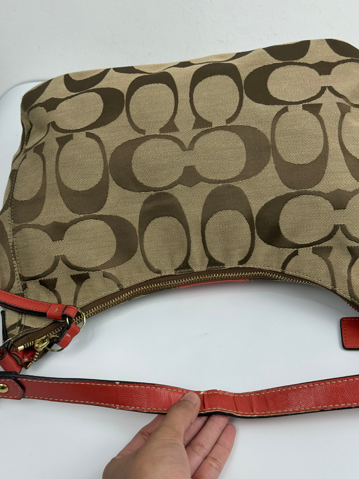 Vintage Coach Signature Stripe Shoulder Bag Canvas Tote Bag 00s Y2K