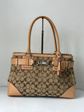 Vintage Coach Hampton Signature Tote Bag Brown and Tan Coach Canvas HandBag 00s Y2K