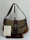 Vintage Coach Soho Shoulder Bag Brown Signature & Suede Canvas Handbag 00s Y2K