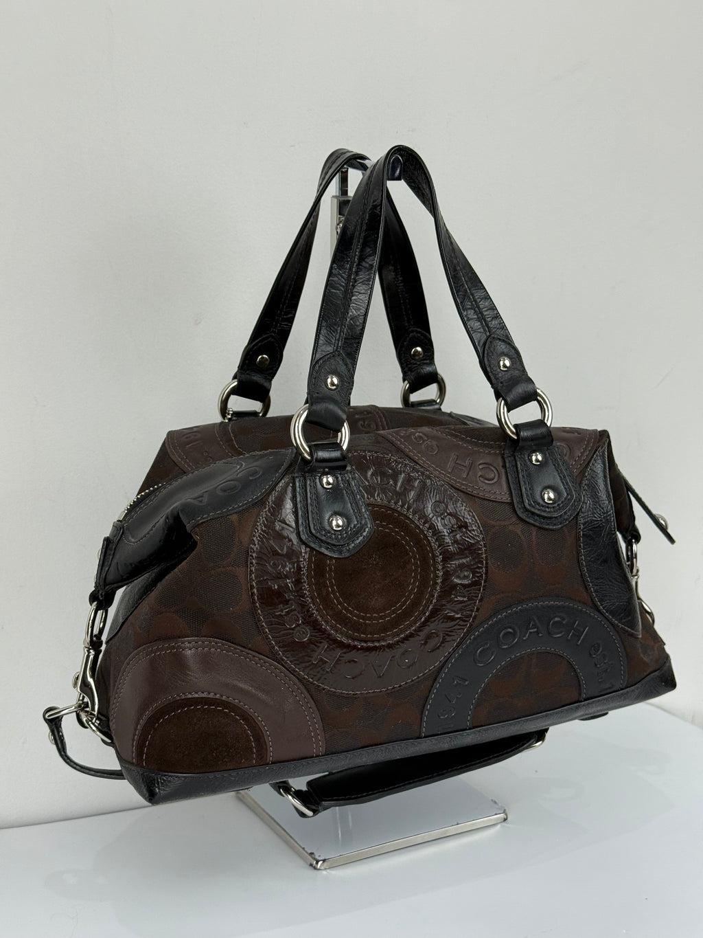 Vintage Coach Ashley Patchwork Satchel Bag Coach Black/Brown Y2K HandBag