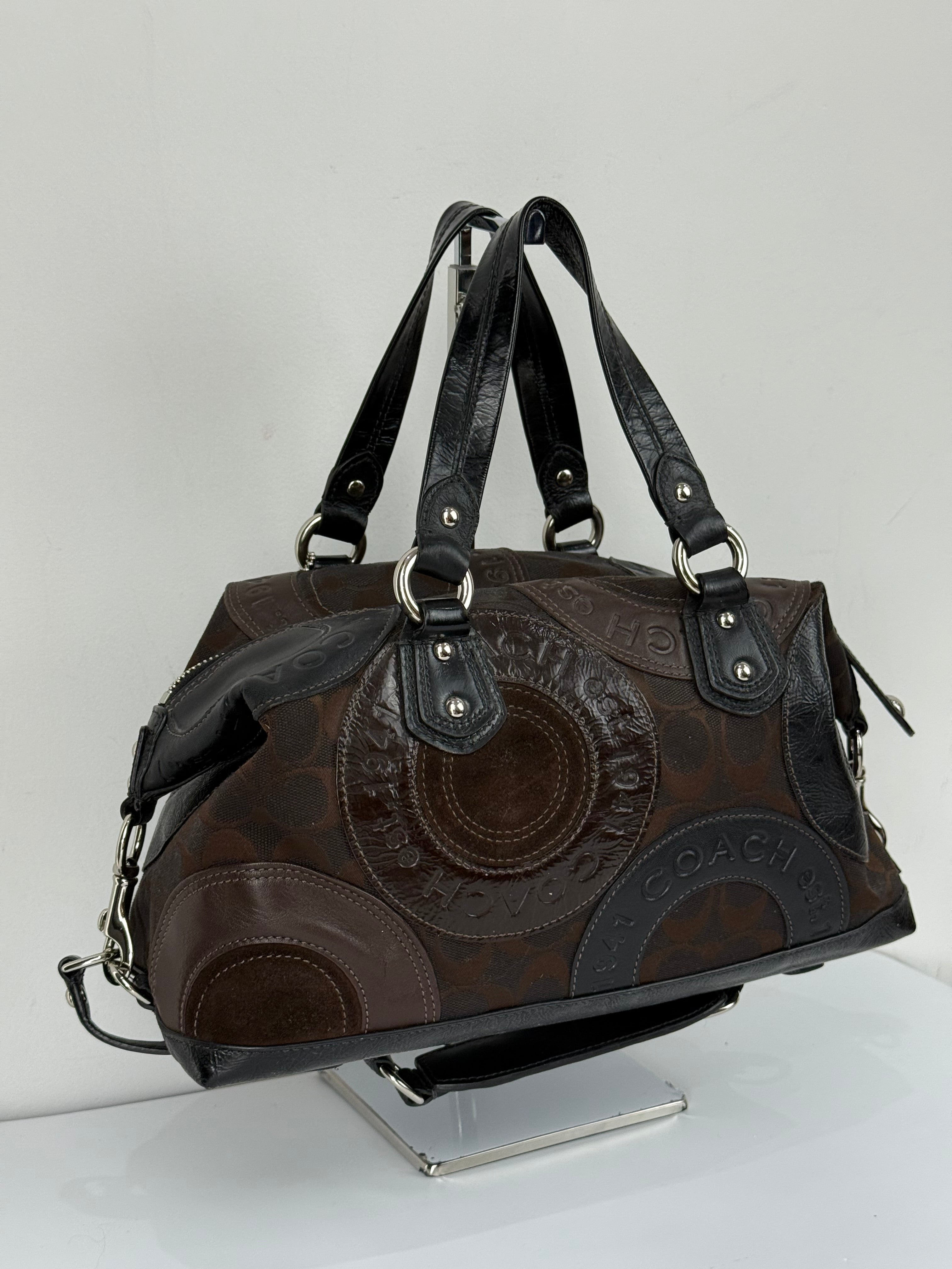 Vintage Coach Ashley Patchwork Satchel Bag Coach Black/Brown Y2K HandBag