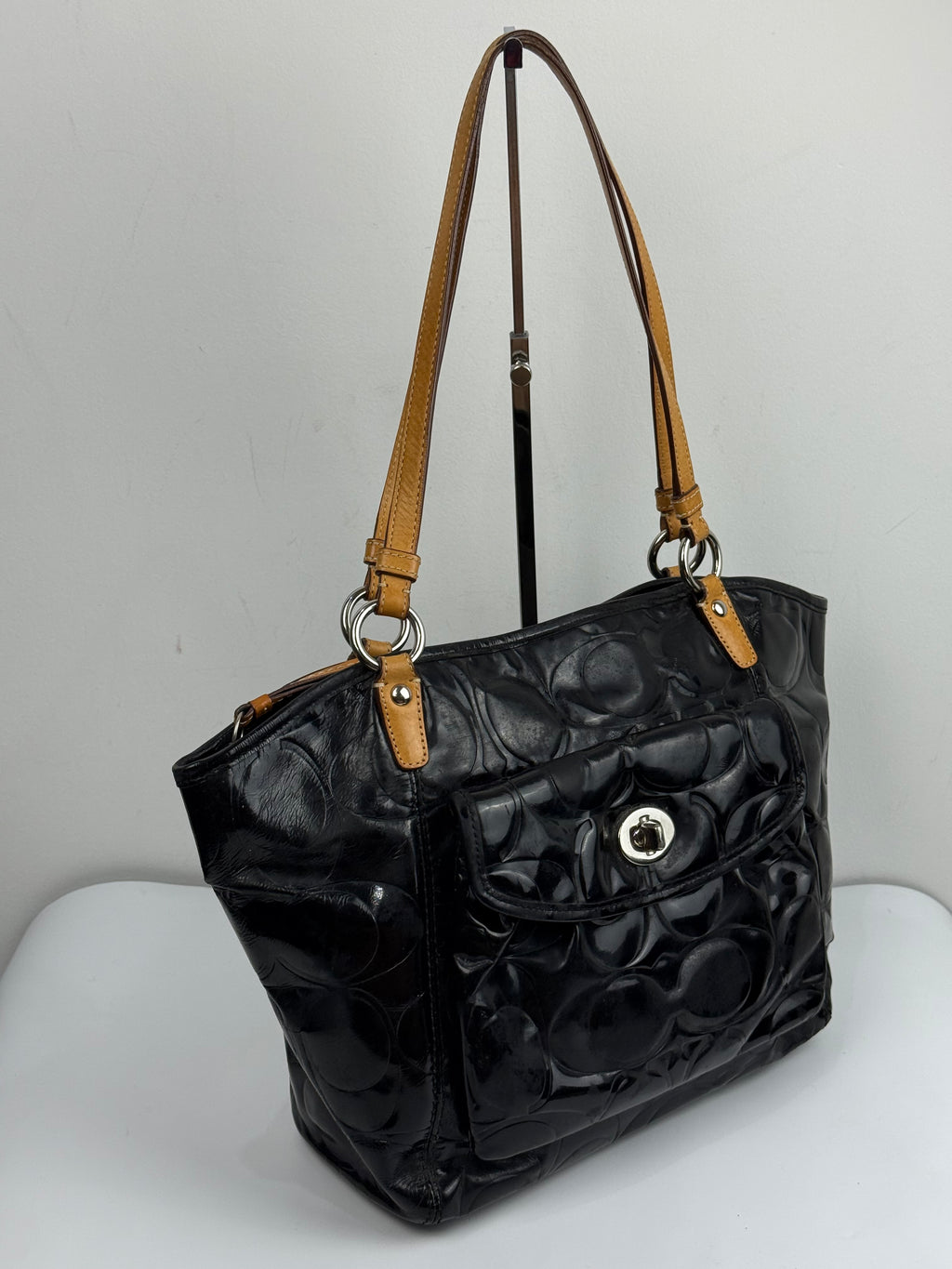 Vintage Coach Leah Black Patent Leather Bag Coach Shoulder Bag 00s Y2K