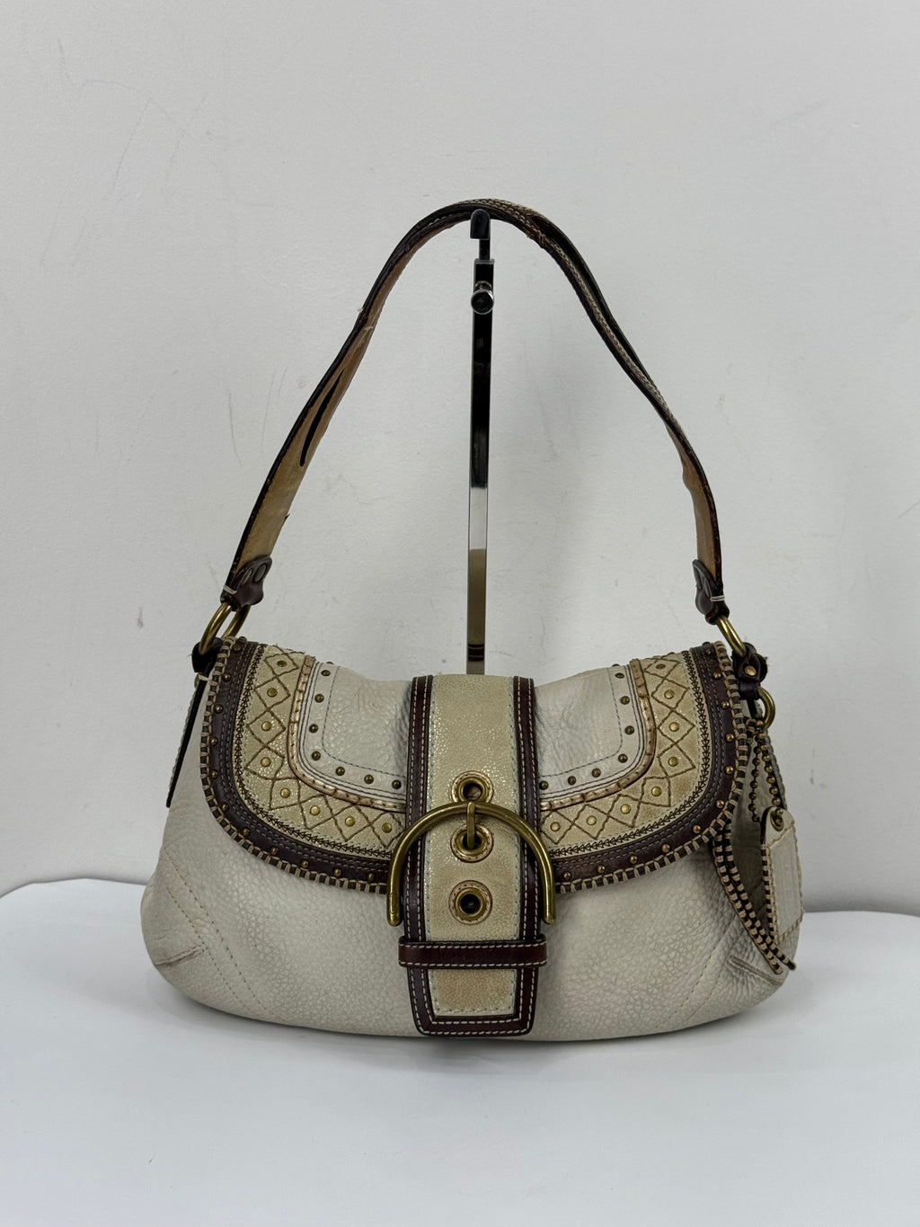 Vintage Coach Soho Studded Leather Flap Bag Coach Shoulder Bag 00s Y2K