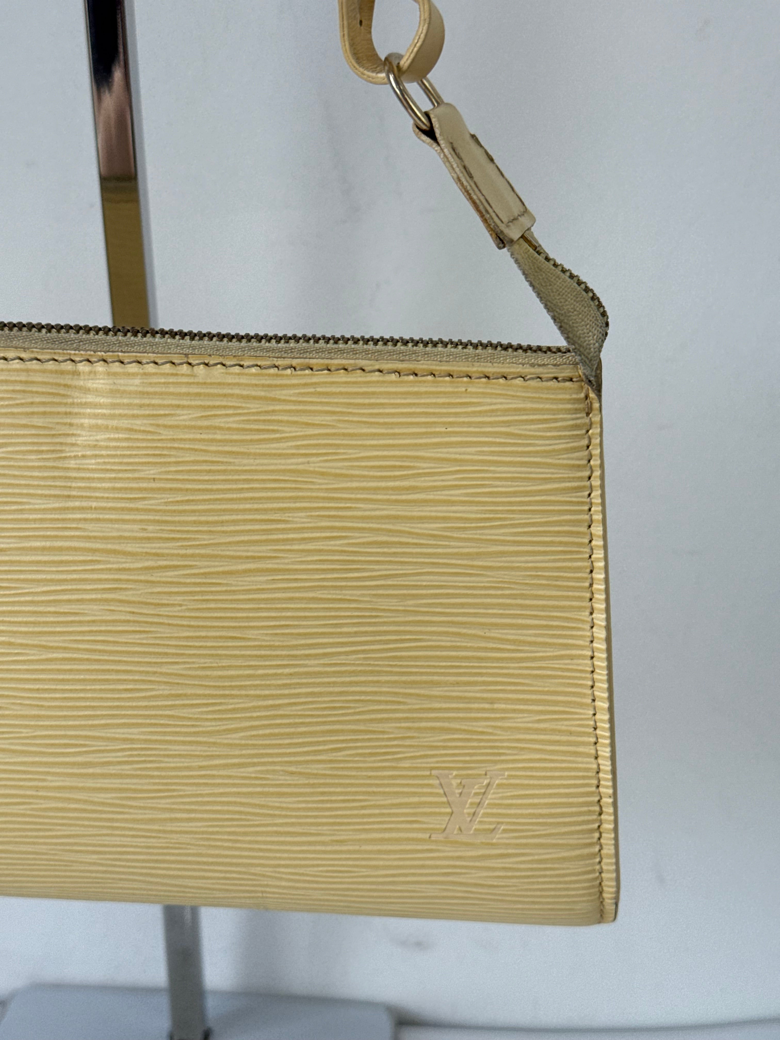 Vintage Louis Vuitton Pochette Bag Louis Vuitton Yellow Pouch Leather Handbag 00s Y2K
