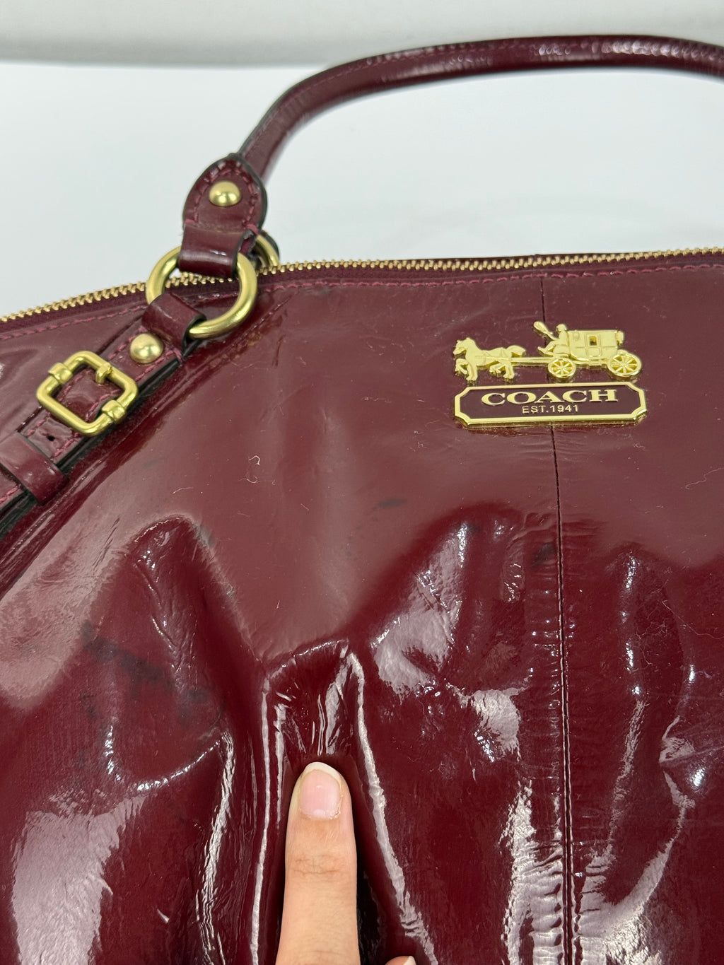 Vintage Coach Madison Red Patent Leather Bag Coach Leather Handbag 00s Y2K