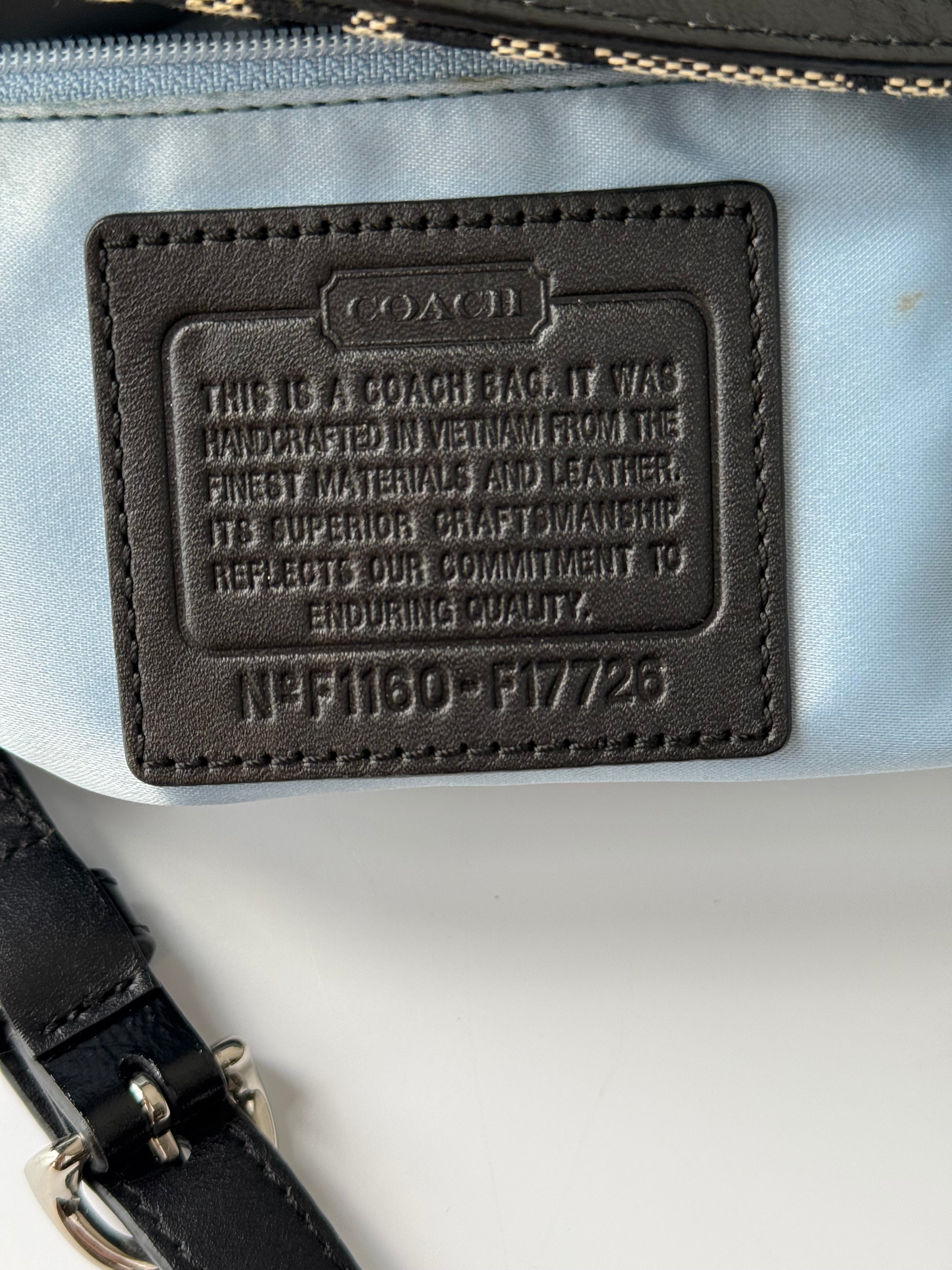 Vintage Coach Gallery Signature Tote Bag Grey & Black Coach Canvas Shoulder Bag 90s 00s Y2K