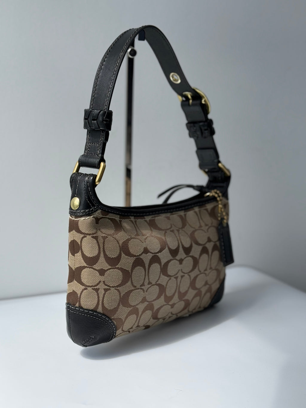 Vintage Coach Bleecker Hobo Signature Bag Brown & Beige Canvas Shoulder Bag 00s Y2K