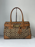 Vintage Coach Hampton Signature Tote Bag Brown & Beige Coach Canvas HandBag 00s Y2K
