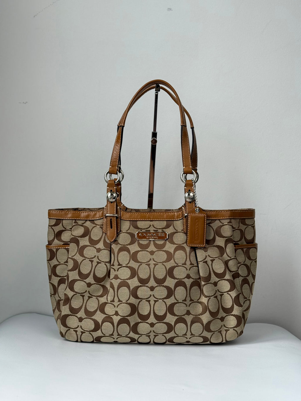 Vintage Coach Gallery Signature Tote Bag Brown & Beige Canvas Shoulder Bag 00s Y2K