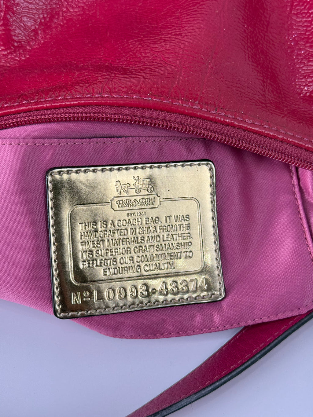 Vintage Coach Madison HandBag Pink/Red Patent Leather Coach Bag 00s Y2K