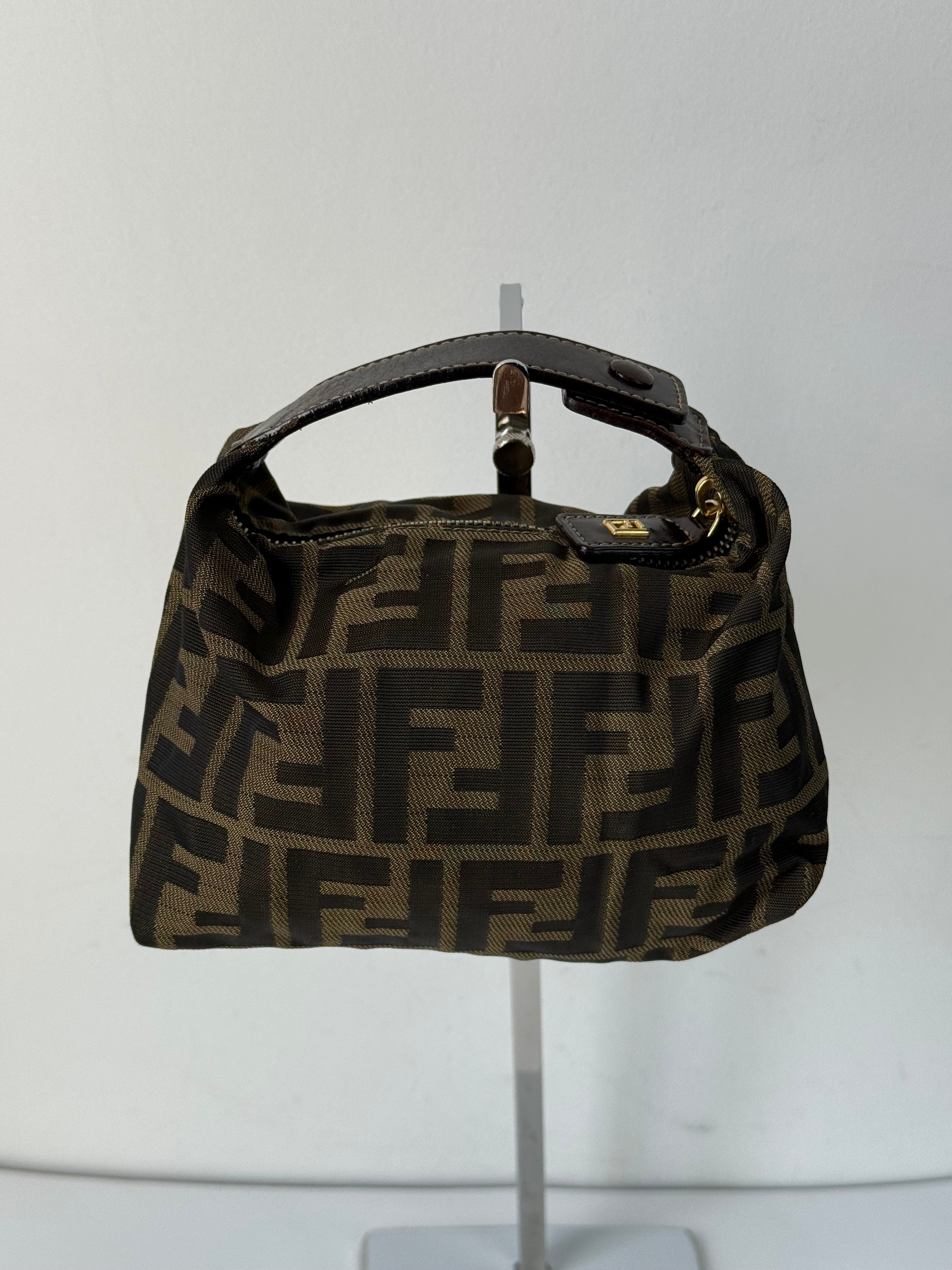 Vintage Fendi Zucca Mini Baguette Bag Brown and Black Canvas Fendi Handbag 00s Y2K