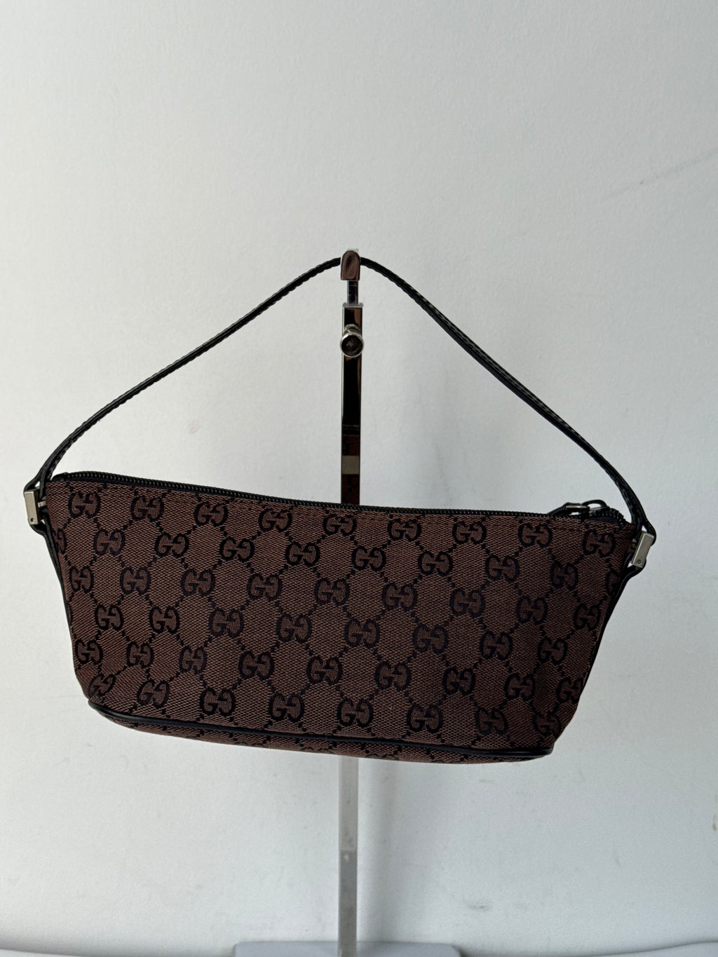Vintage Gucci Baguette Bag Brown and Black Gucci Pouch Canvas Handbag 00s Y2K