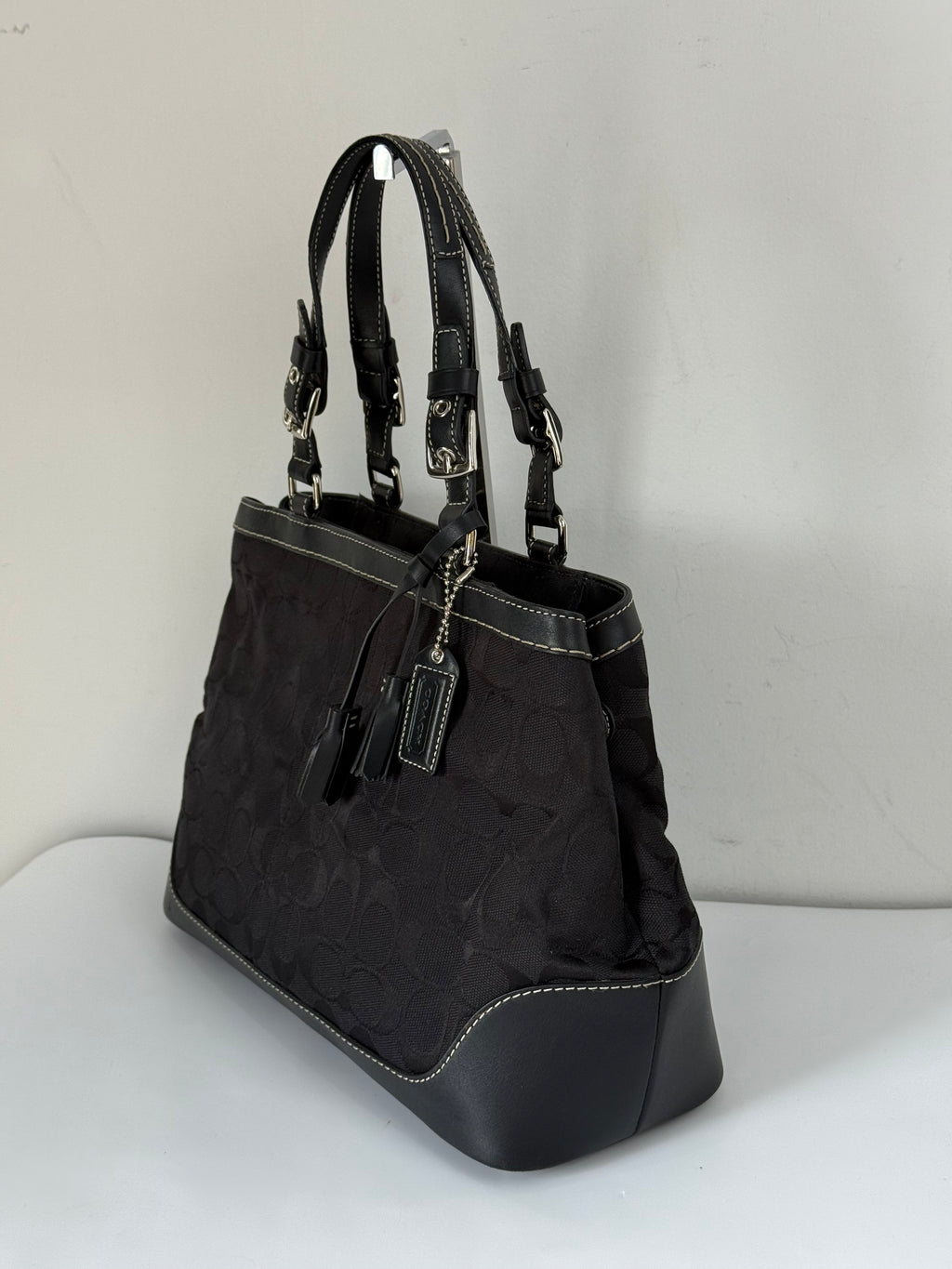 Vintage Coach Hampton Black Tote Bag Coach Signature Y2K HandBag