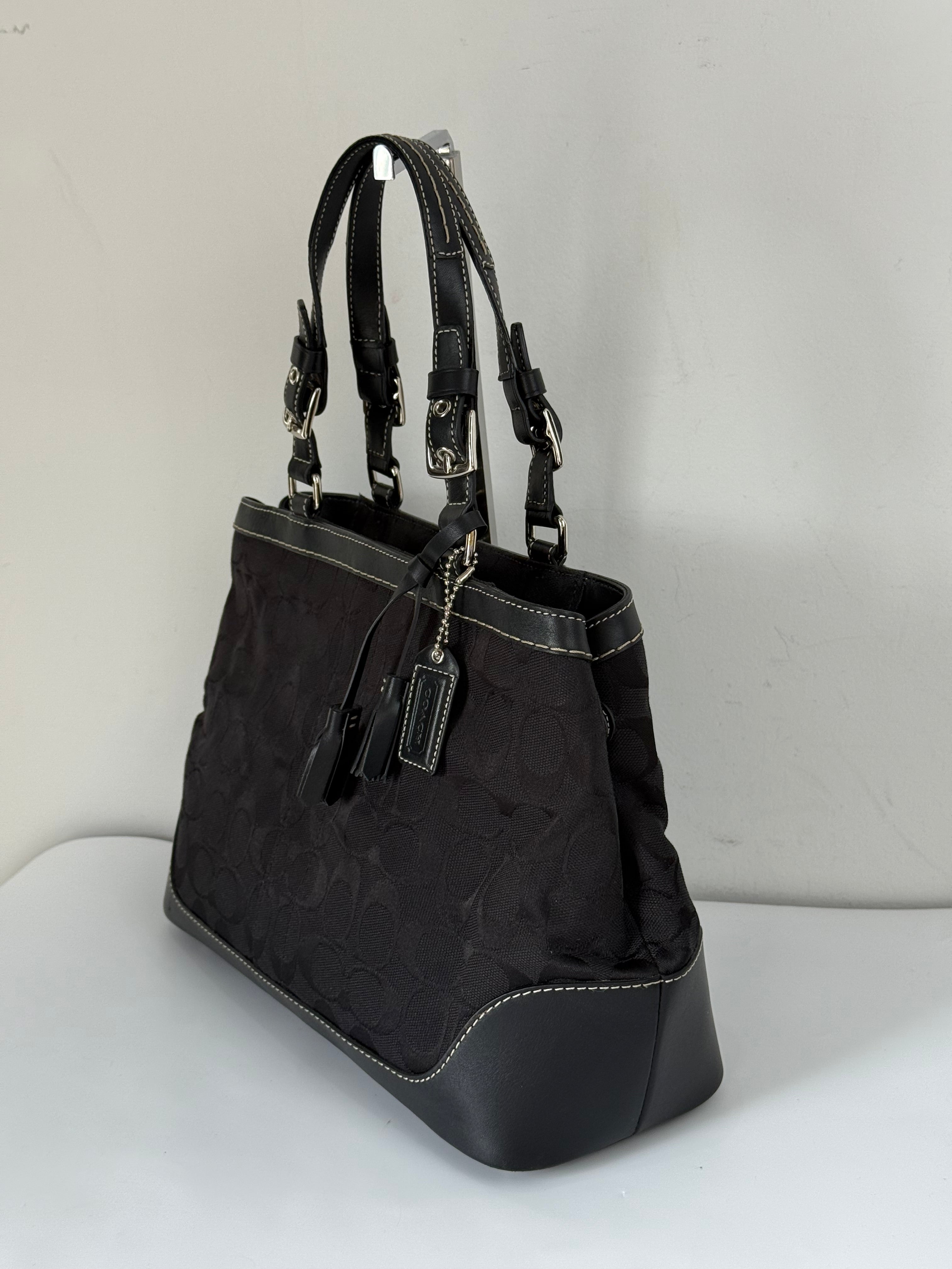 Vintage Coach Hampton Black Tote Bag Coach Signature Y2K HandBag