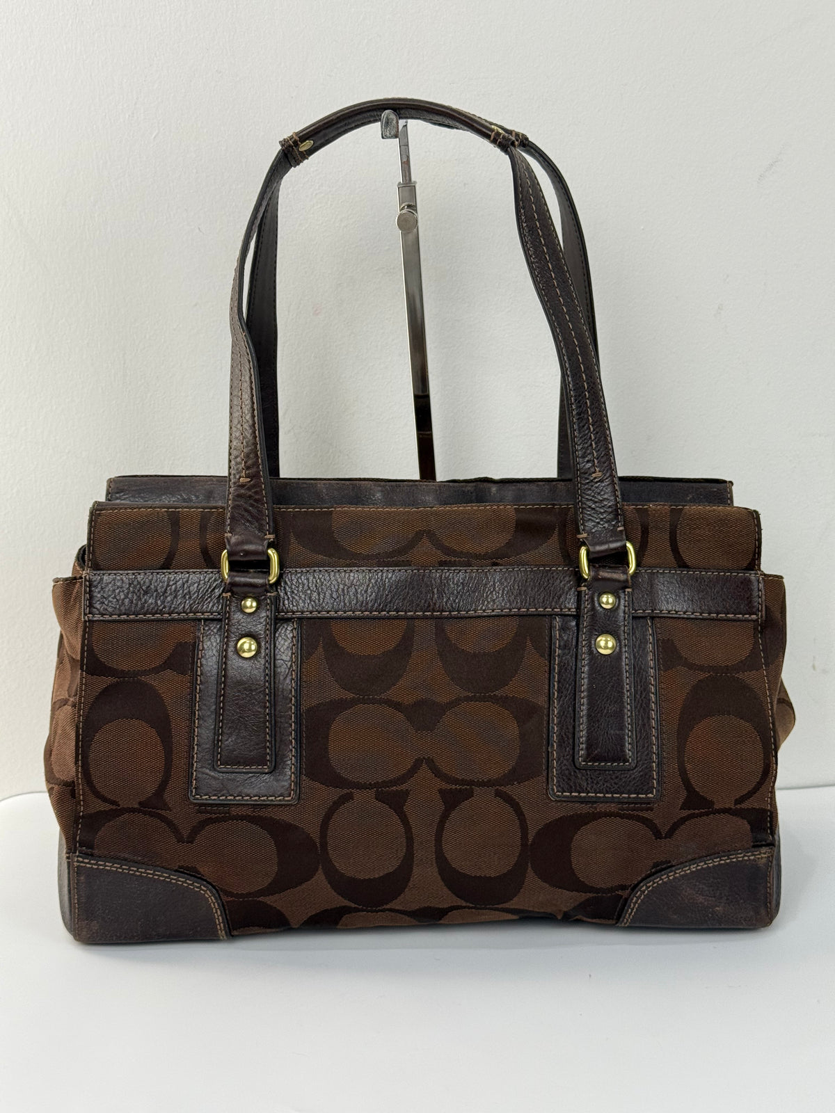 Vintage Coach Brown Hampton Satchel Bag Chestnut Leather Turnlock Tote HandBag 00s Y2K