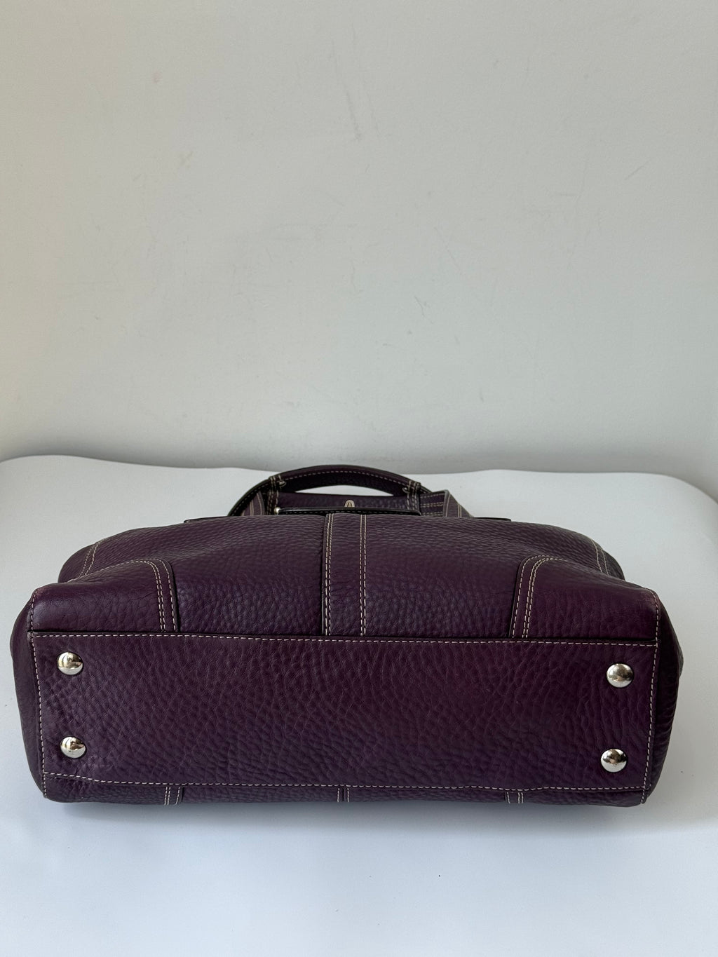 Vintage Coach Hampton Satchel Bag Purple Pebble Leather Shoulder Bag 00s Y2K