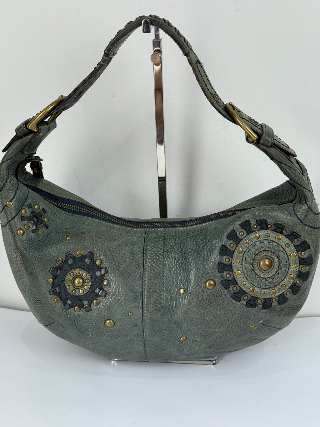 Vintage Coach Mia Studded Hobo Bag Coach Blue Leather Y2K HandBag