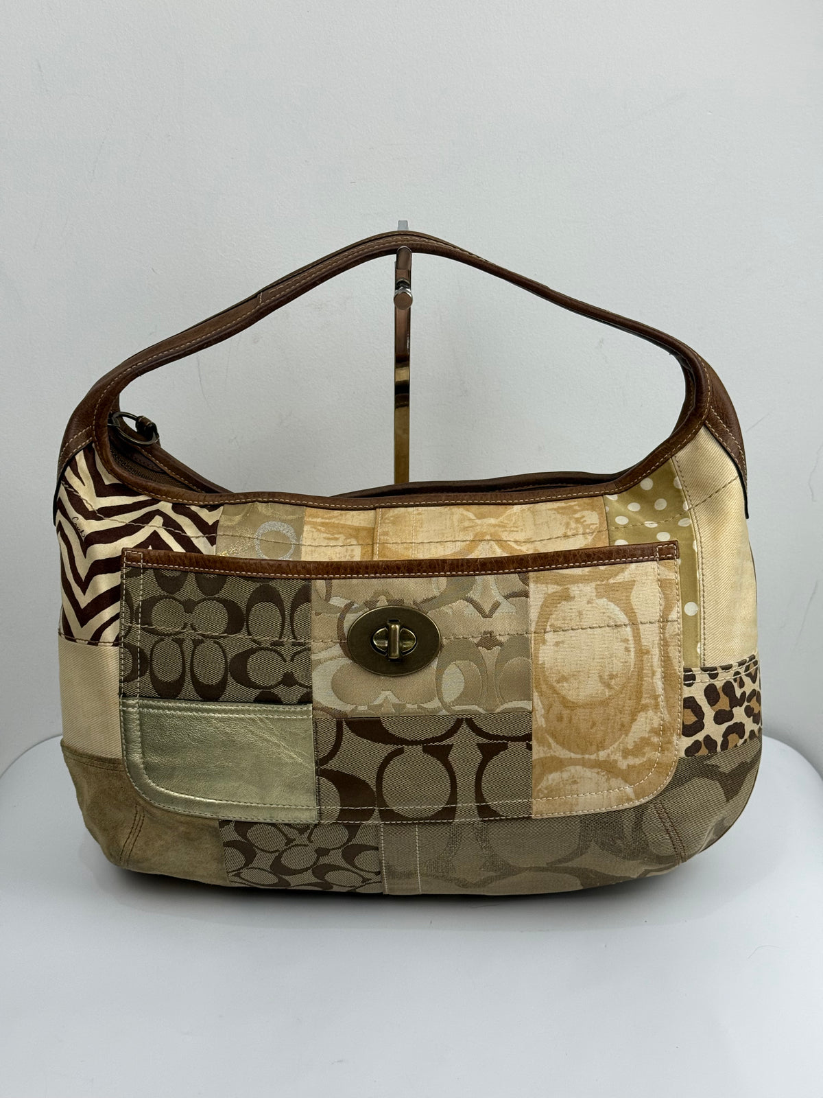 Vintage Coach Ergo Patchwork Tote Bag Bag Brown Signature Canvas Handbag 00s Y2K