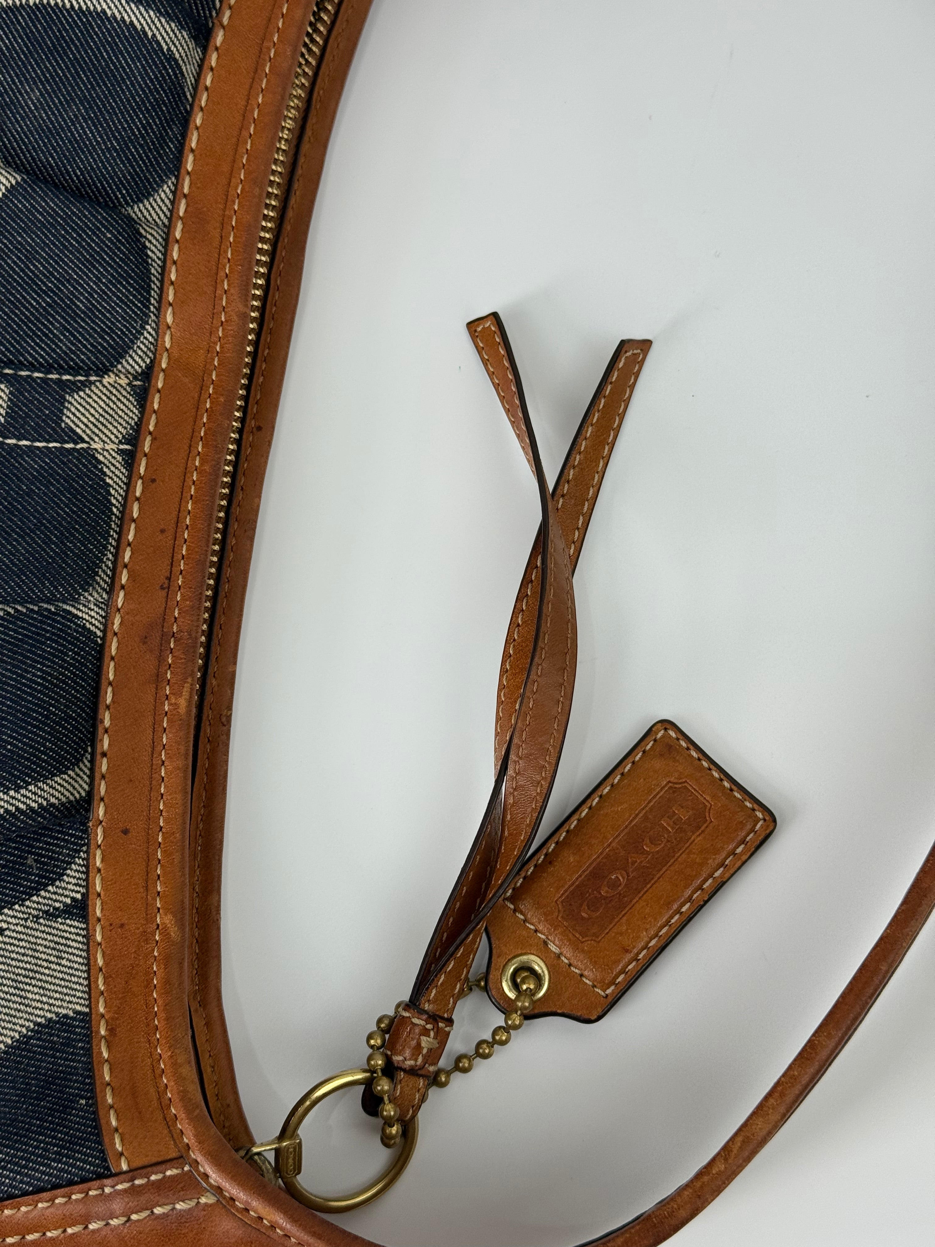Vintage Coach Denim Ergo Soho Shoulder Bag Coach Blue Signature Handbag 00s Y2K