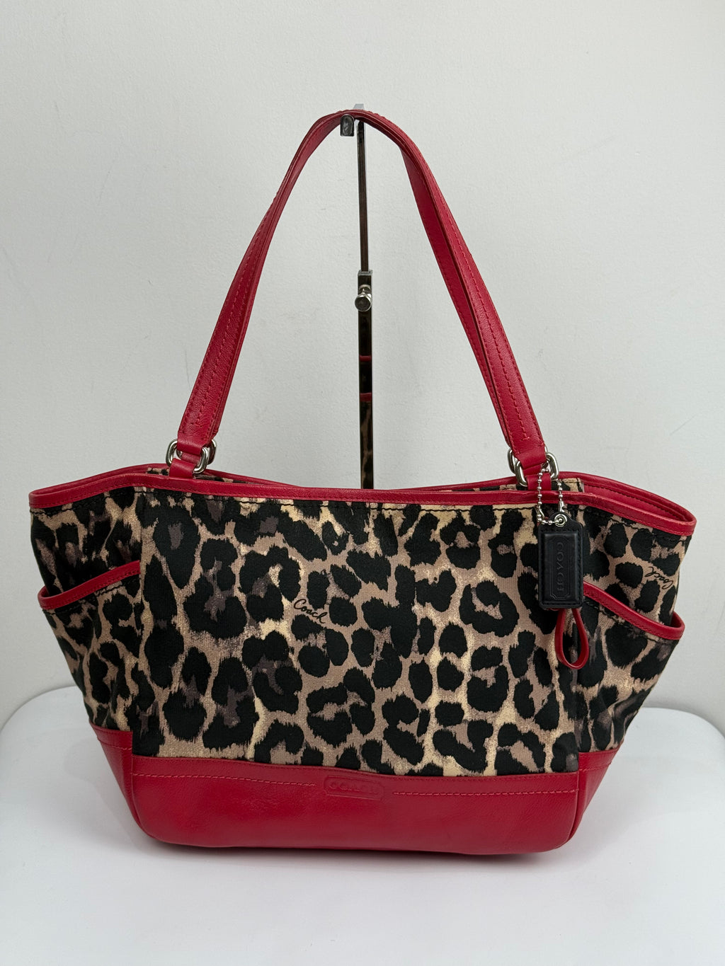 Vintage Coach Ocelot Leopard Print Park Tote Bag Canvas Handbag 00s Y2K