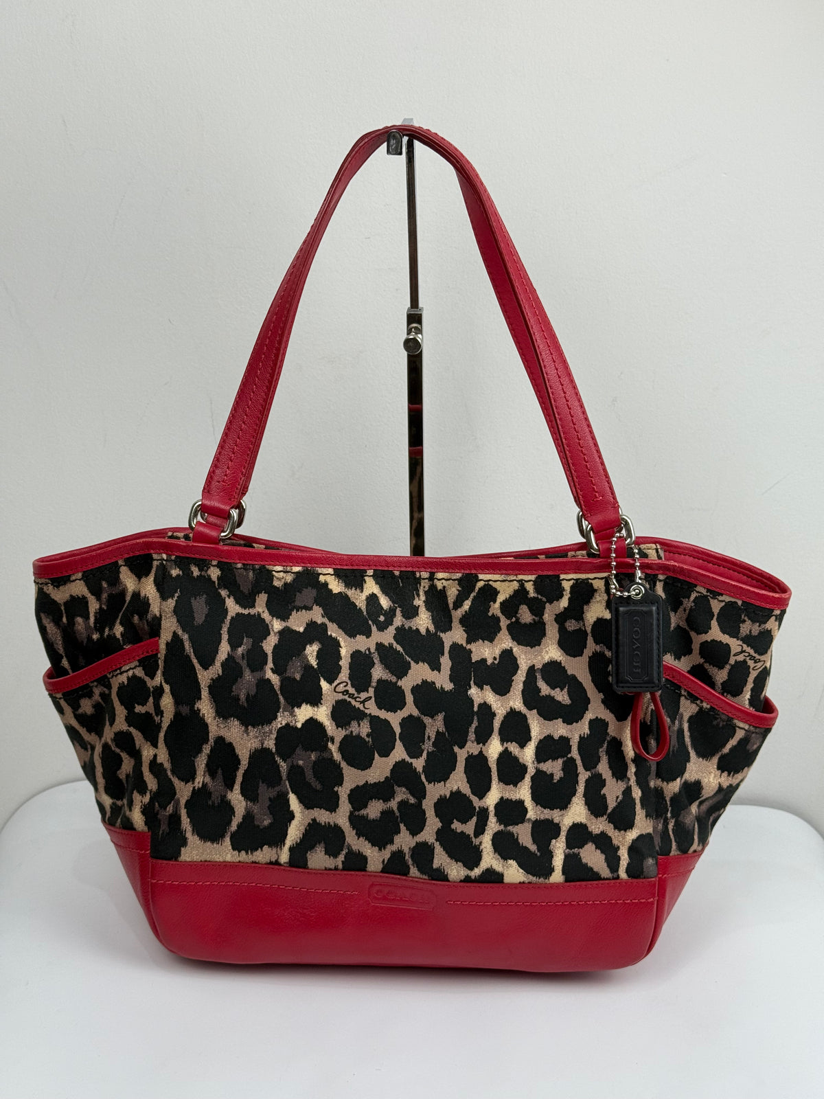 Vintage Coach Ocelot Leopard Print Park Tote Bag Canvas Handbag 00s Y2K