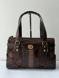 Coach Brown Hampton Satchel Bag Chestnut Leather Turnlock Tote HandBag 00s Y2K